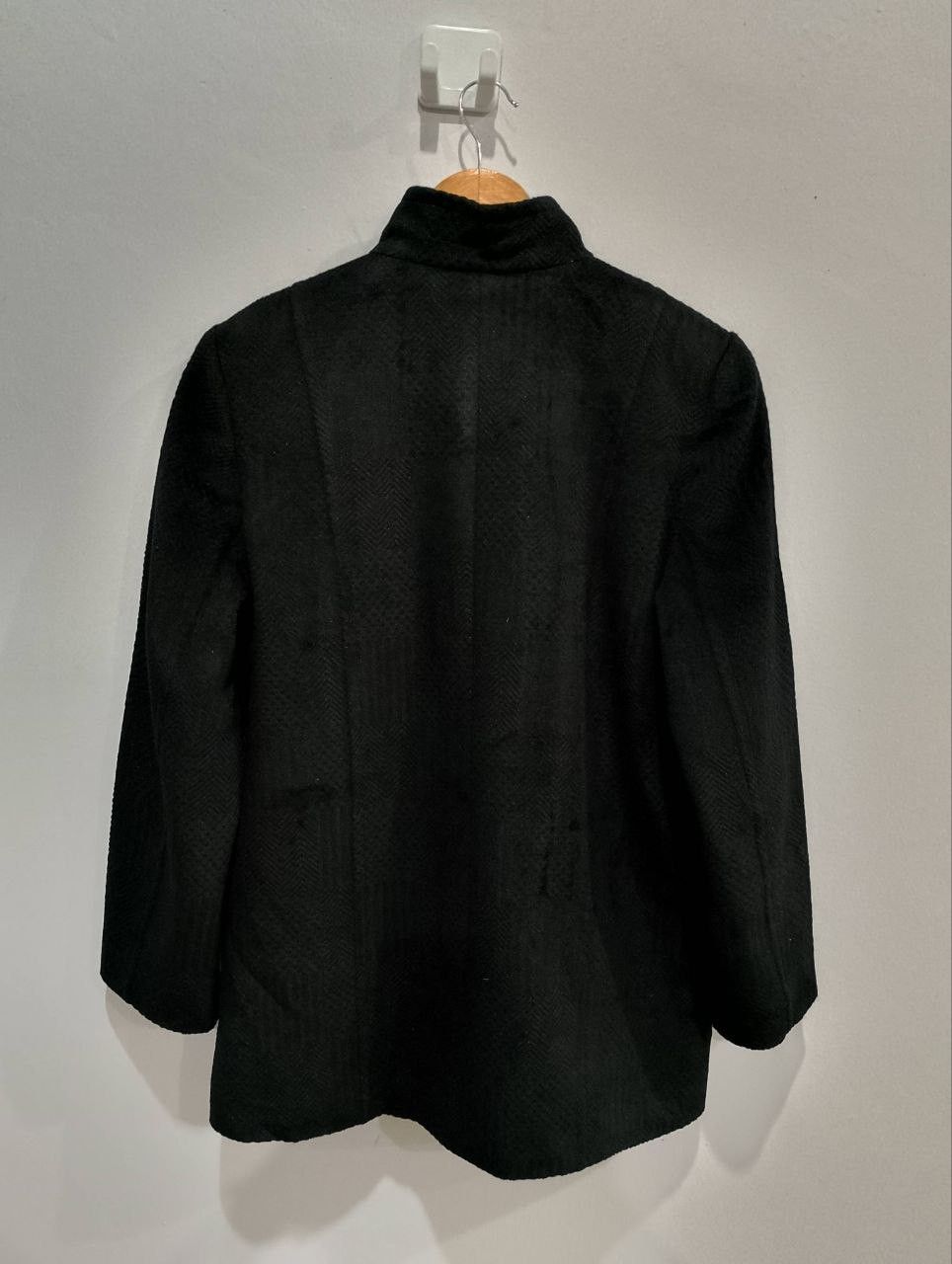 Japanese Brand IBERIS Made in Japan Black Wool Blend Coat Front Button Size L / US 10 / IT 46 - 2 Thumbnail