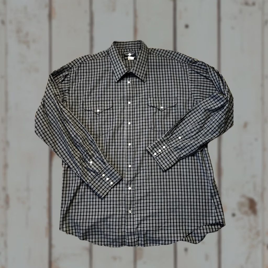 Vintage Flying R Ranchwear Shirt Mens 2XL Black White Plaid Pearl Snap Western Made USA Shirt Size US XXL / EU 58 / 5 - 1 Thumbnail