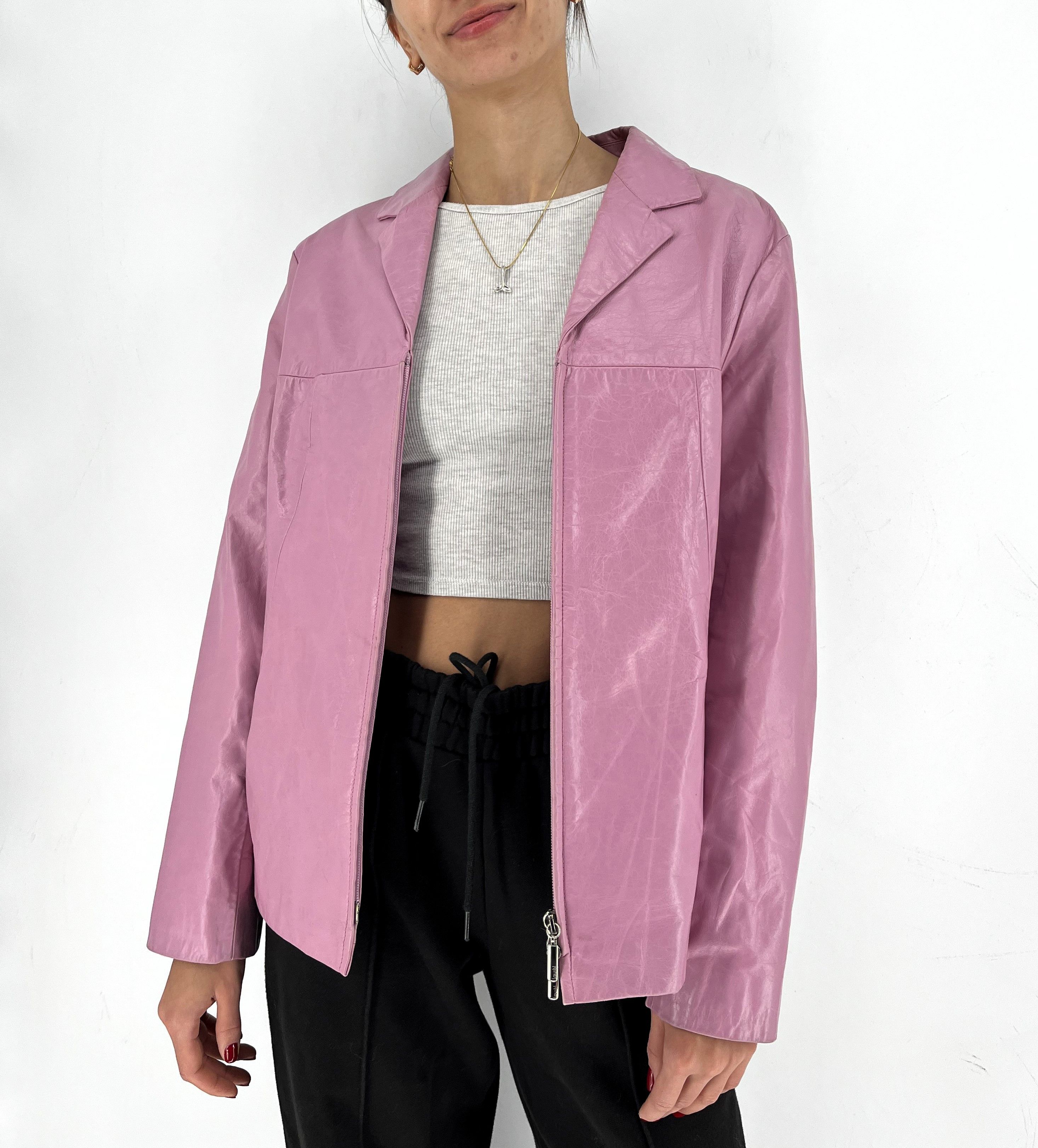 Laurel Leather biker jacket Laurel Pink size 38FR in Leather Size XS / US 0-2 / IT 36-38 - 2 Thumbnail