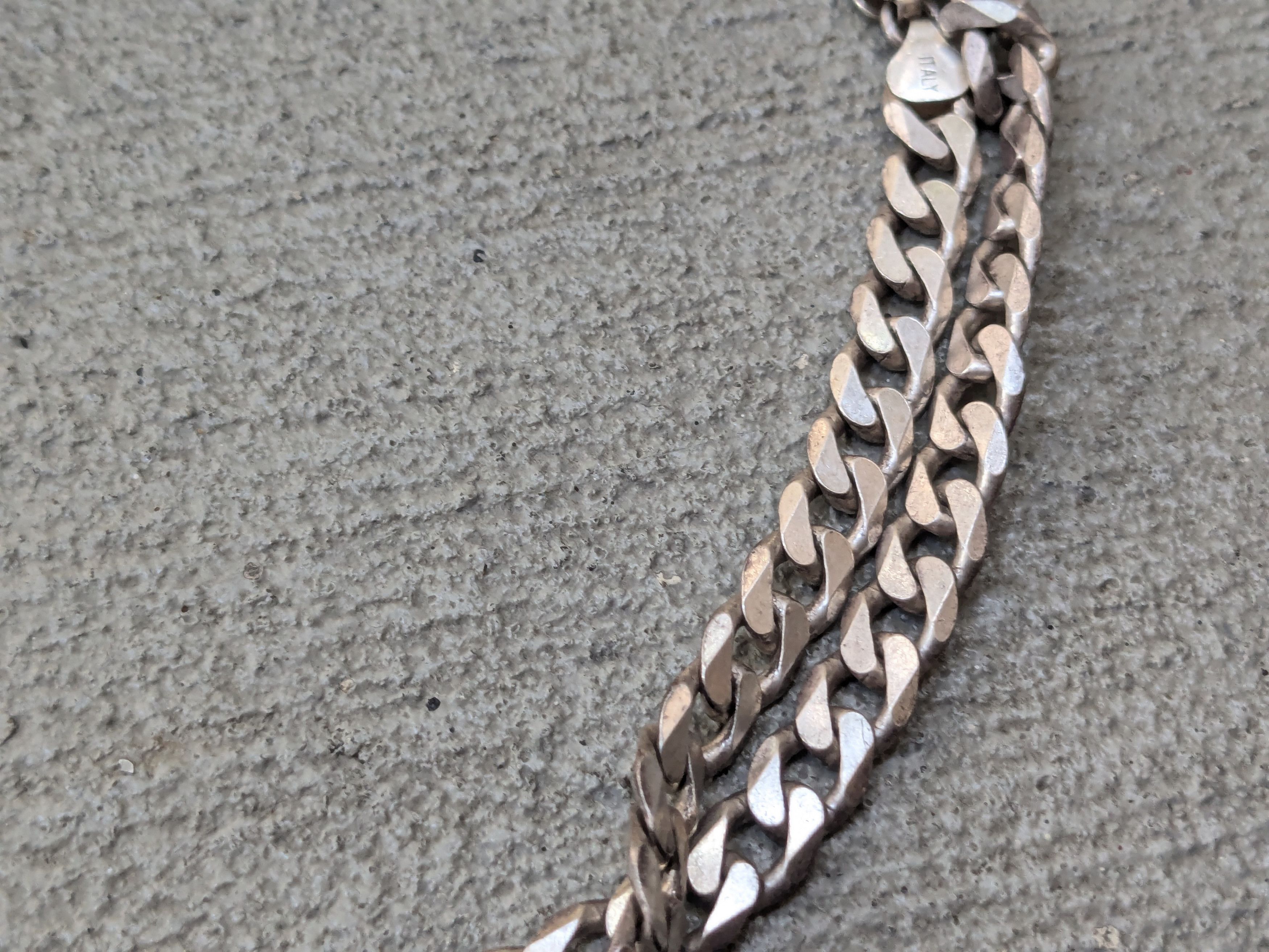 Jewelry Vintage Sterling Silver Necklace Cuban Curb 30" Italy Chain Size ONE SIZE - 5 Thumbnail