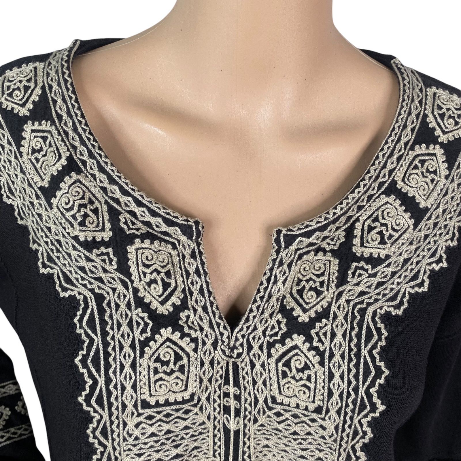 Free People Free People $148 Santa Maria Black Embroidered Pullover XS Size XS / US 0-2 / IT 36-38 - 8 Thumbnail