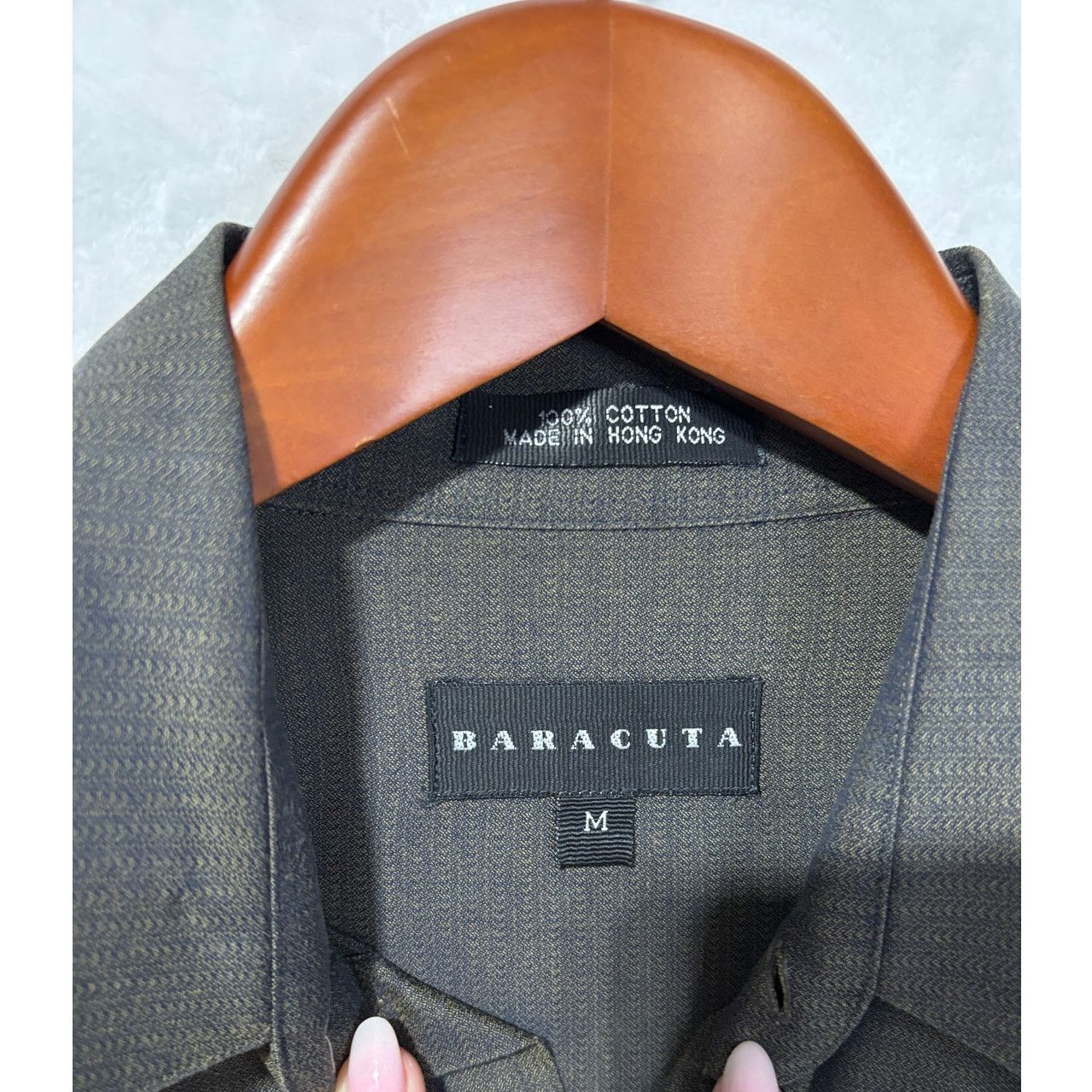 Baracuta BARACUTA Men's Navy-Olive 2-tone Long Sleeve Dress Shirt | M Size US M / EU 48-50 / 2 - 2 Thumbnail