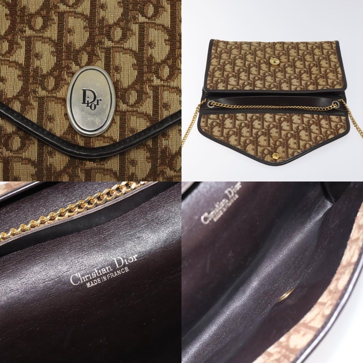 Dior DIOR Trotter Canvas Chain Shoulder Bag Brown Gold Size ONE SIZE - 11 Thumbnail