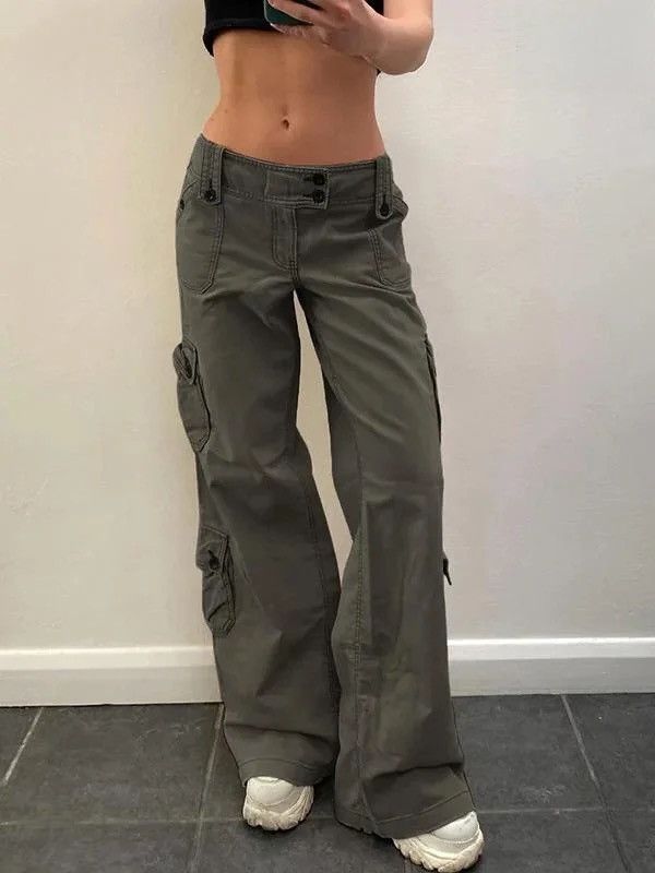 Vintage Denim Pants Women Pockets Stitching Straight Cargo Pants Size 30" / US 8 / IT 44 - 1 Thumbnail
