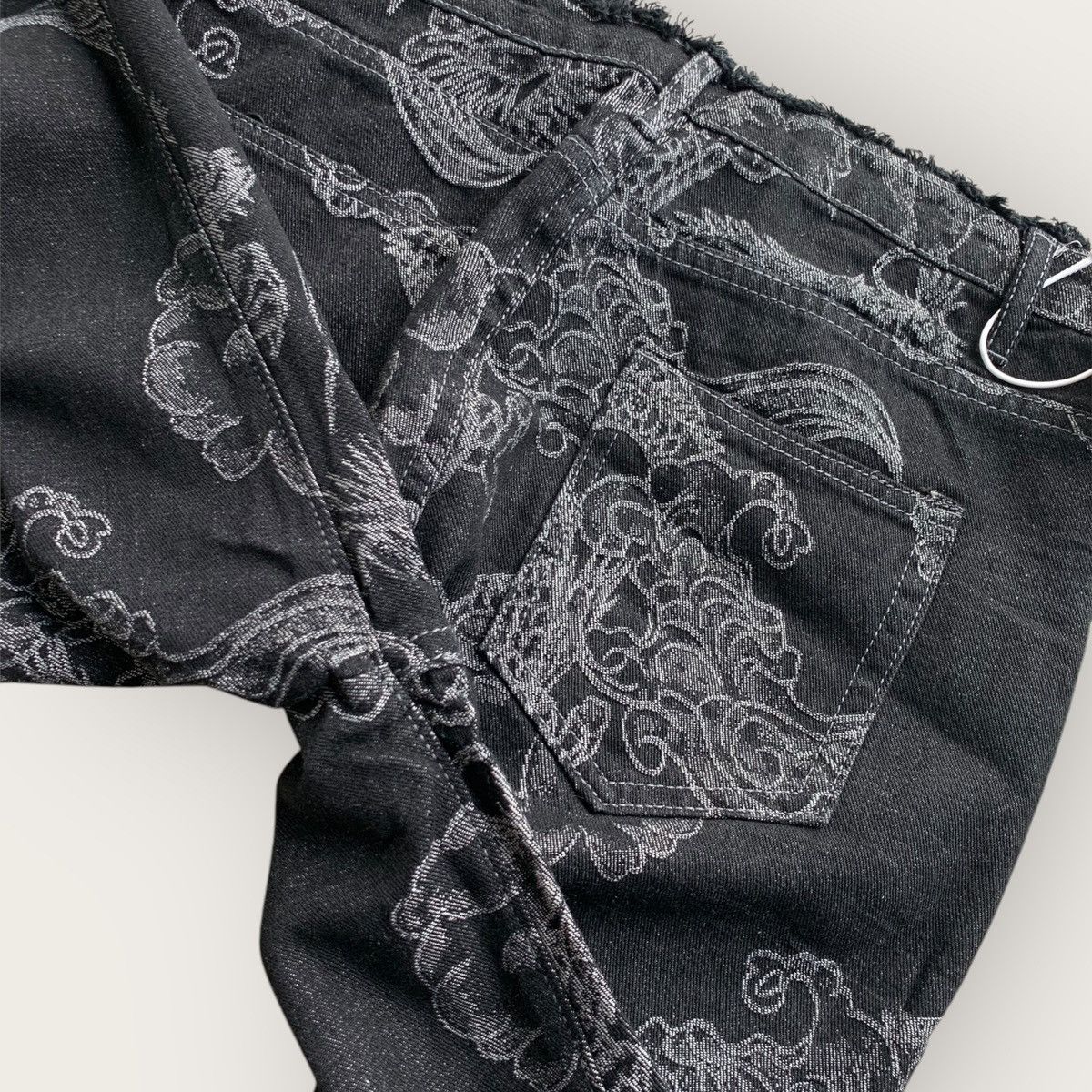 Japanese Brand Flare Jeans Dragon Full Print Size US 30 / EU 46 - 17 Thumbnail