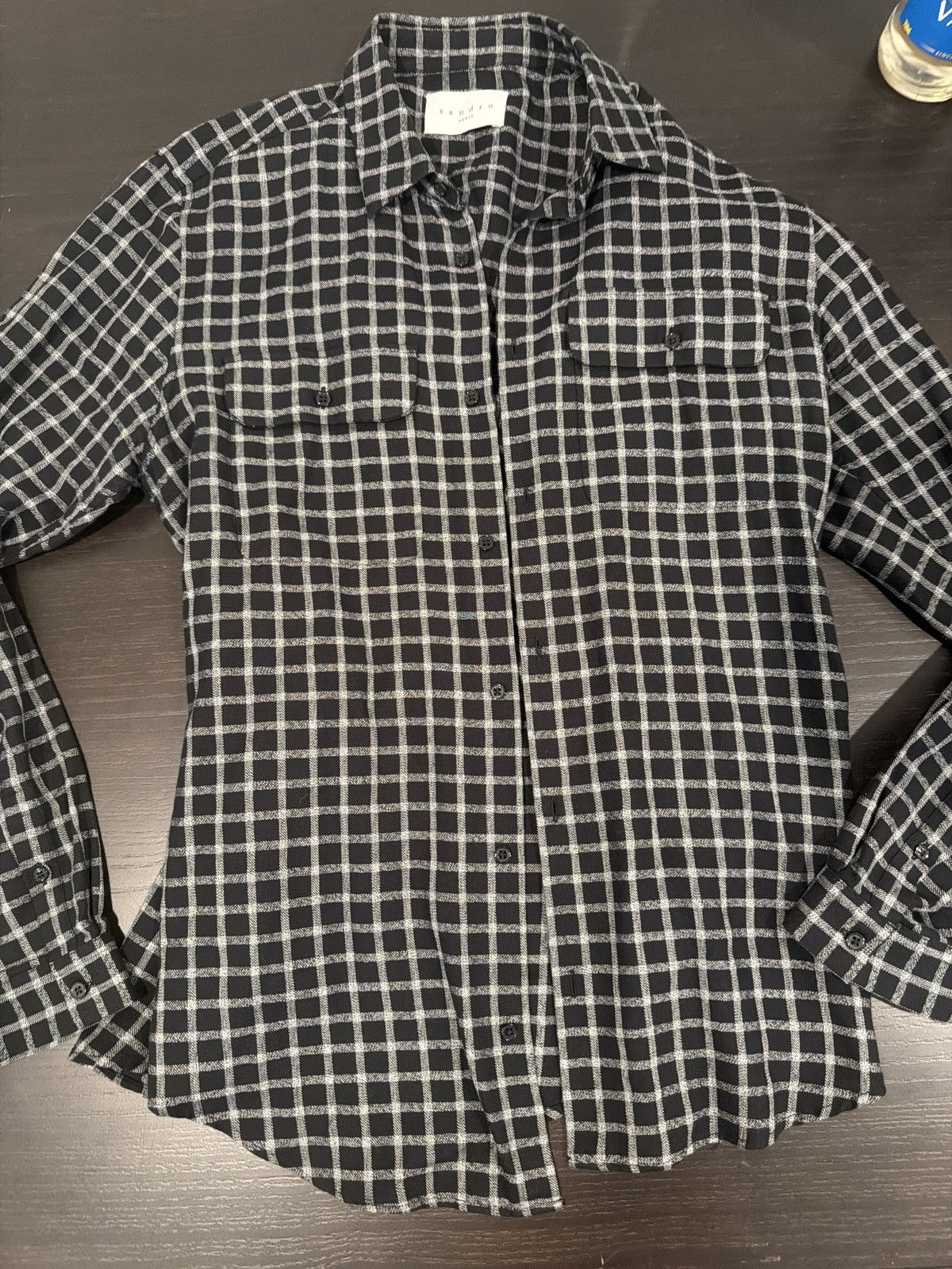 Sandro Sandro Paris black and white check flannel shir Size US XL / EU 56 / 4 - 5 Thumbnail