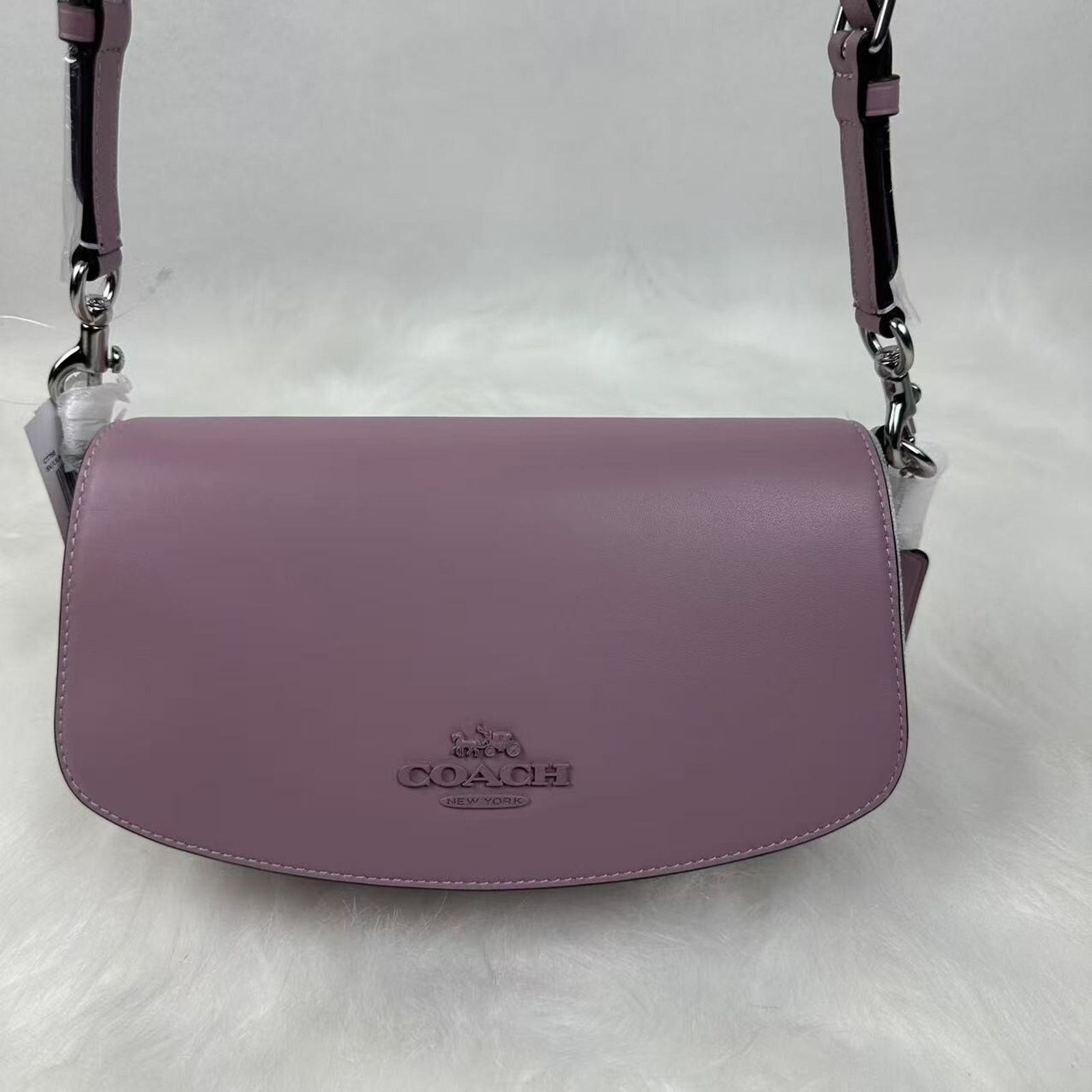 Coach Coach Andrea Shoulder Bag In Leather/Silver/Lilac Purple NWT Size ONE SIZE - 2 Thumbnail