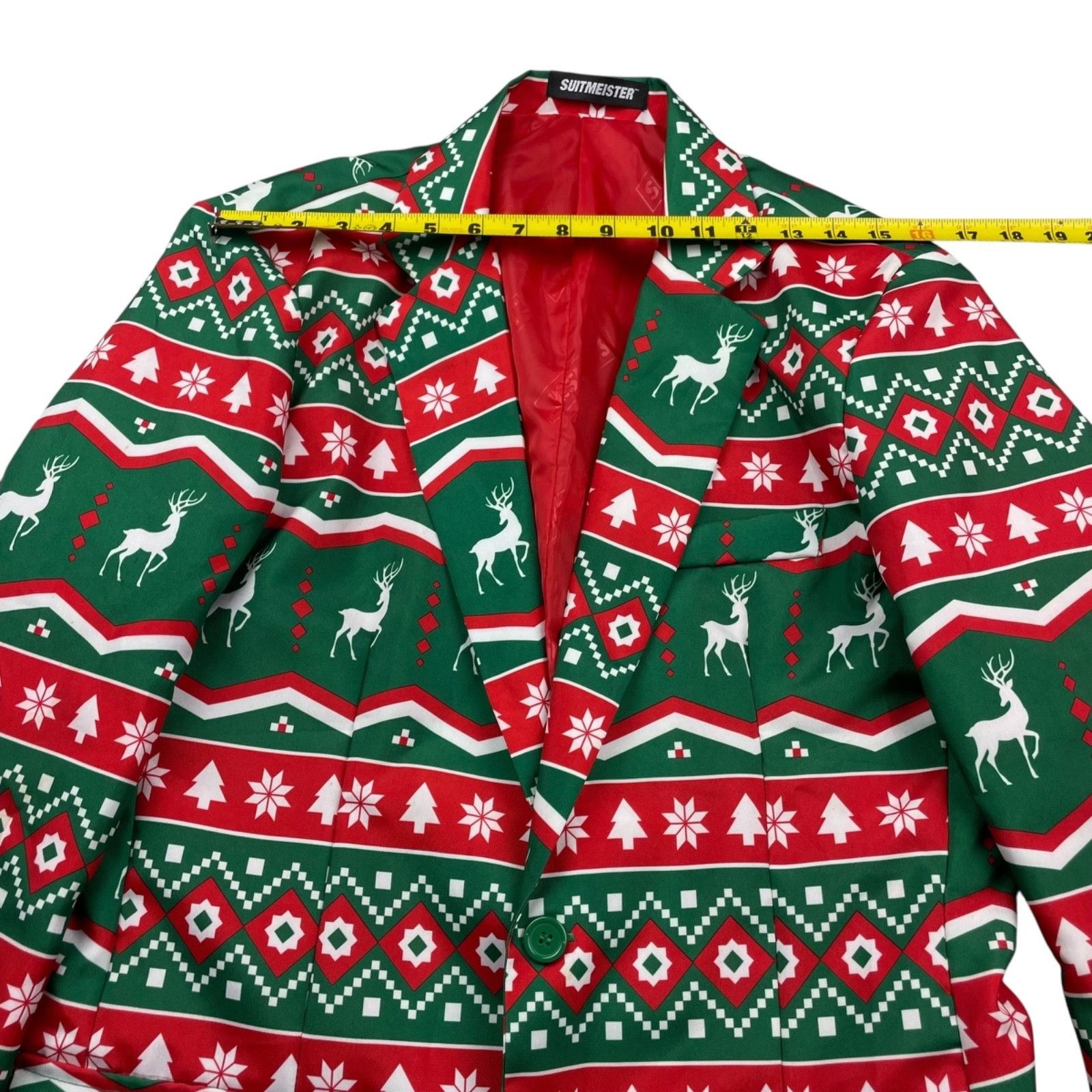 Other Suitmeister Men's Ugly Christmas Blazer Red/White/Green Rein Size 38R - 8 Thumbnail