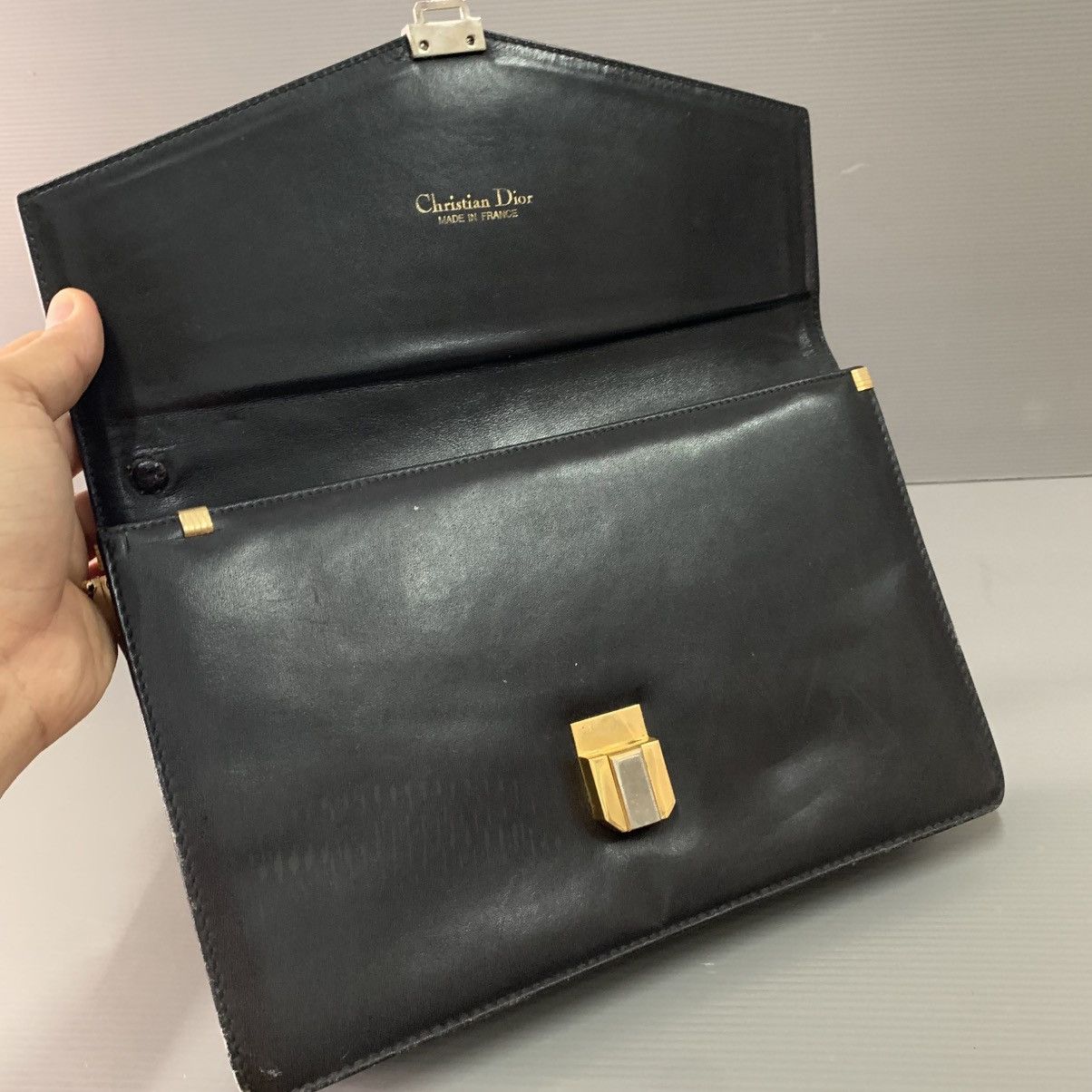 Christian Dior Monsieur Christian Dior Black Leather Vintage Chain Bag Size ONE SIZE - 11 Thumbnail