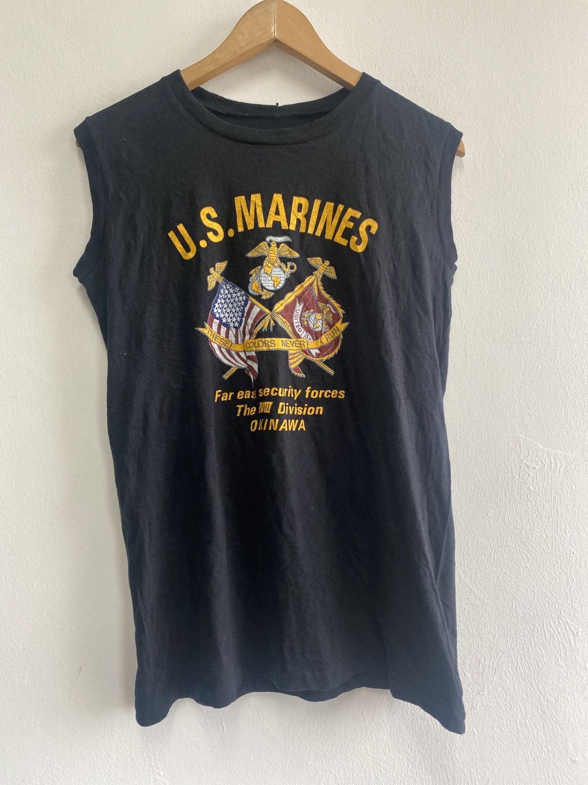 Vintage Vintage 80s US Marines III Division Okinawa Single Stitch Size US S / EU 44-46 / 1 - 1 Thumbnail