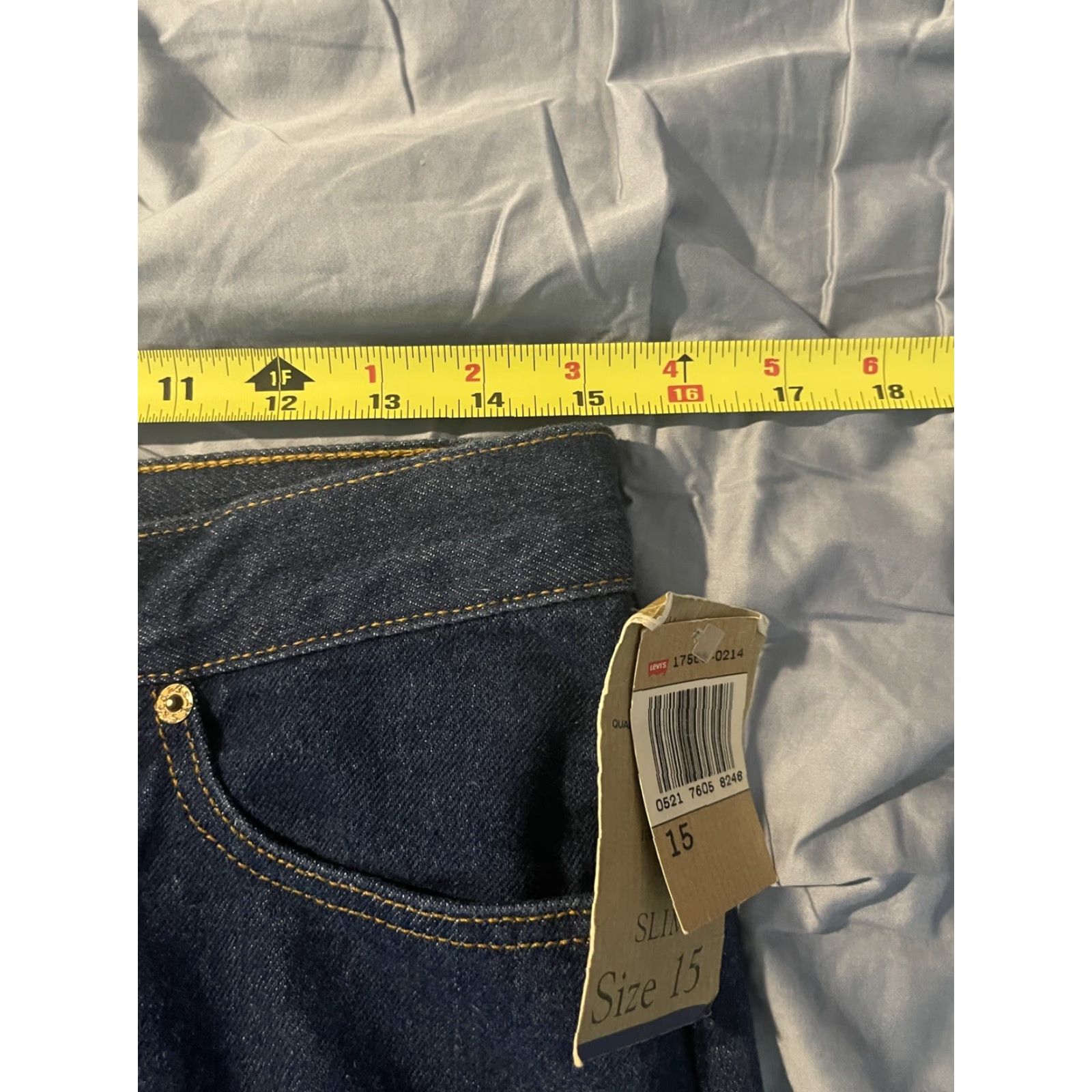 Levi's VINTAGE Levi's 544 Slim Jeans Women W30 L32 15 NWT MADE IN USA Blue Denim 100% Cotton 80s Slimming Regular Womens Size 36" / US 14 / IT 50 - 3 Thumbnail