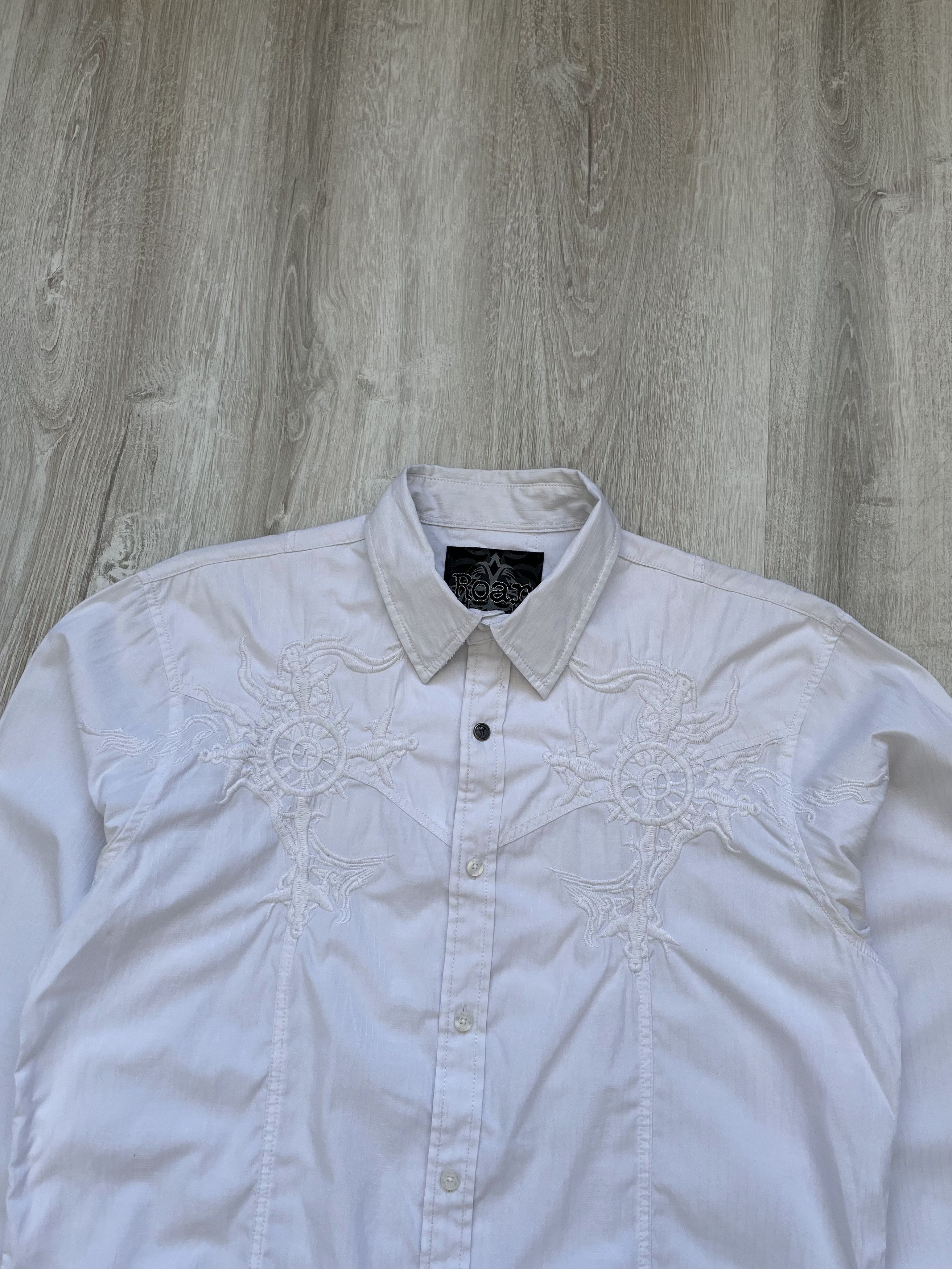 If Six Was Nine Vintage 90s Roar RAJ Dressy Tonal White Shirt Size US L / EU 52-54 / 3 - 2 Thumbnail