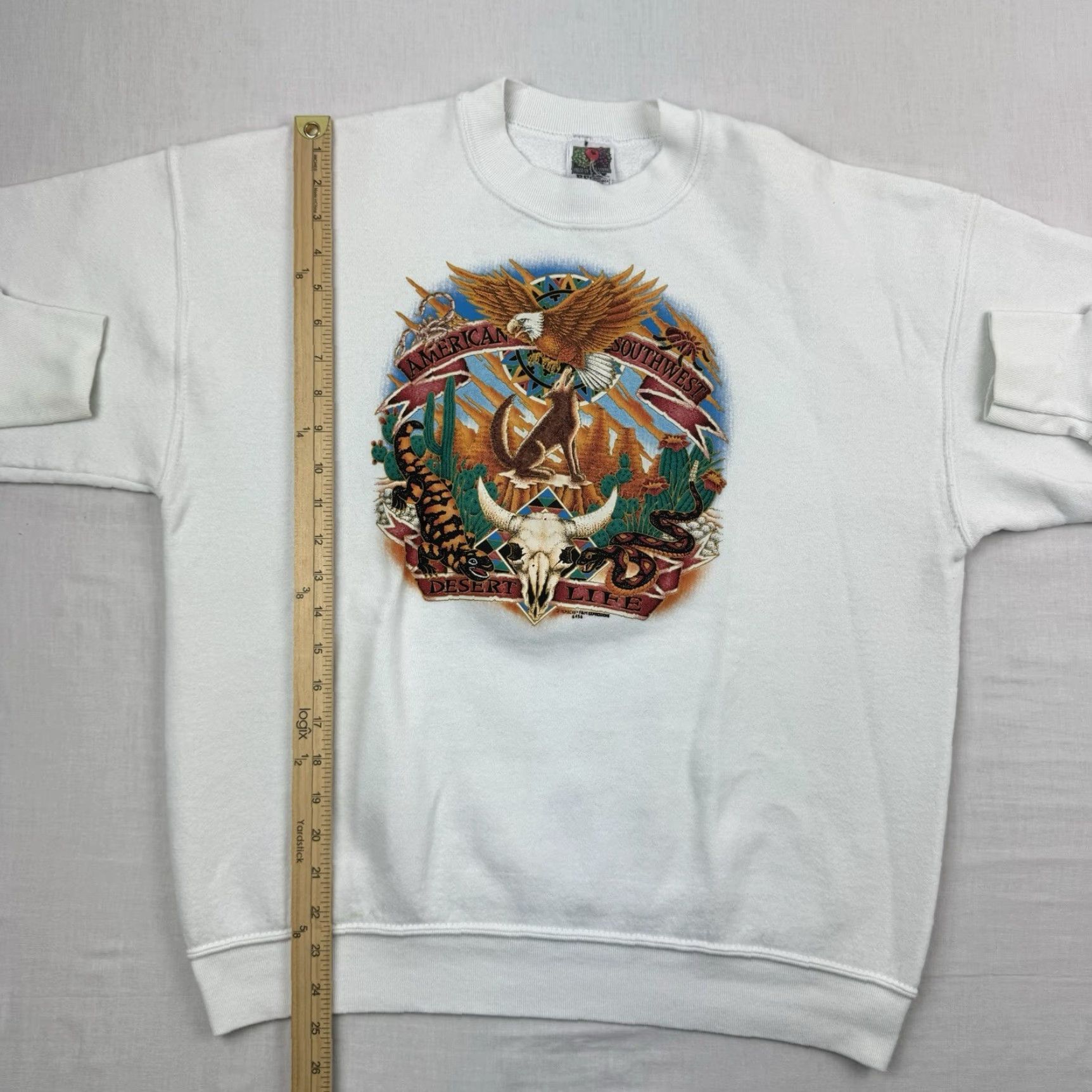 Fruit Of The Loom Vintage Desert Nature Sweatshirt Adult Large White Animals Southwestern 90s USA Size US L / EU 52-54 / 3 - 6 Thumbnail