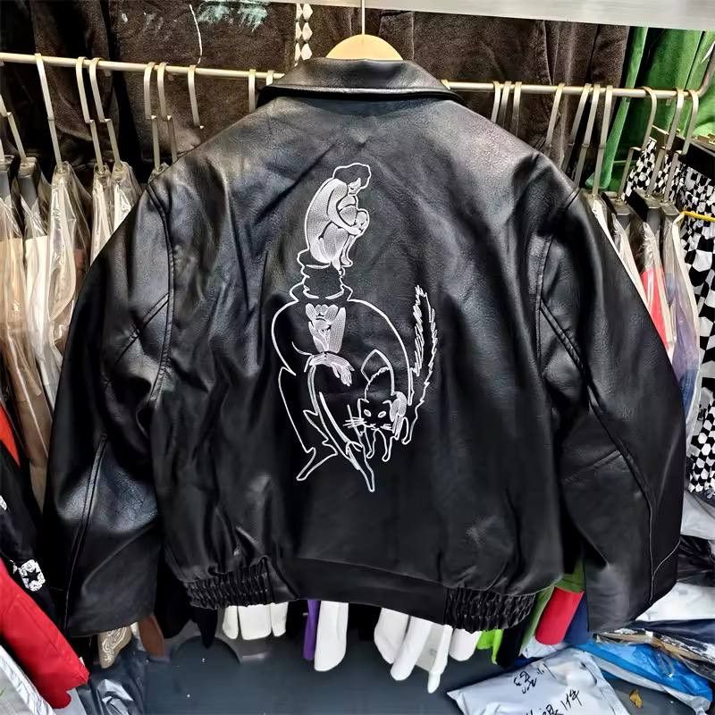 Japanese Brand × Vintage unisex zippered leather jacket with embroidery Size US L / EU 52-54 / 3 - 11 Thumbnail