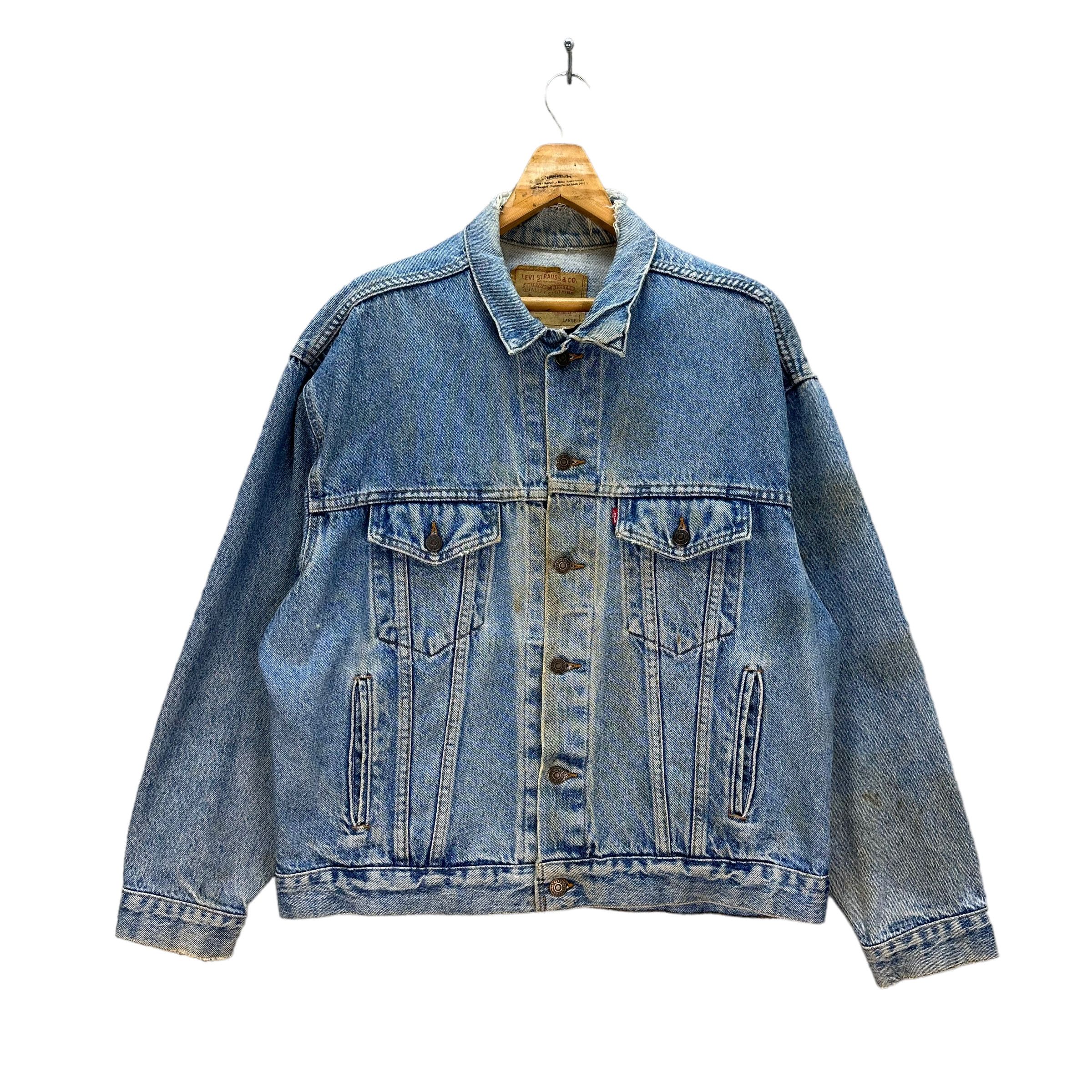 image of Distressed Denim x Levis Vintage Levis Trashed Rusty Distress Denim Jacket 8175-208 (Size Large)