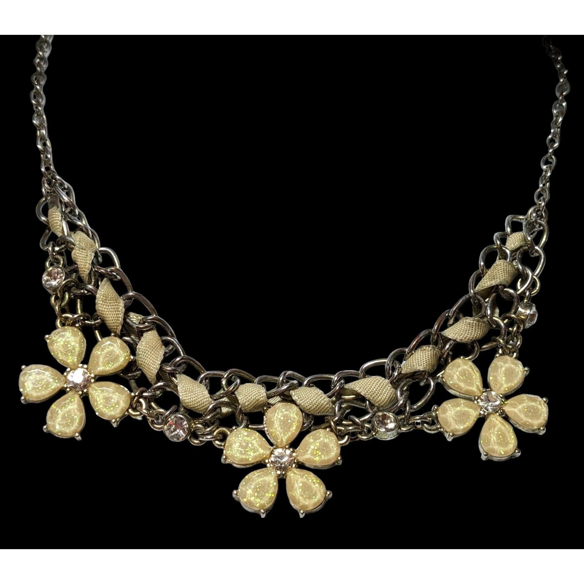 Other Yellow Shimmer Springtime Floral Necklace Size ONE SIZE - 1 Thumbnail