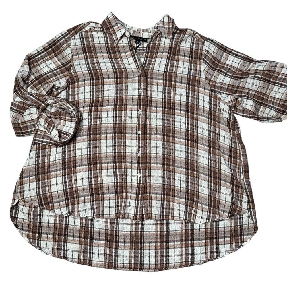 Other NWT New Jane and Delancey Textured Rayon Plaid Long Sleeve Size 3XL / US 20-22 - 3 Thumbnail