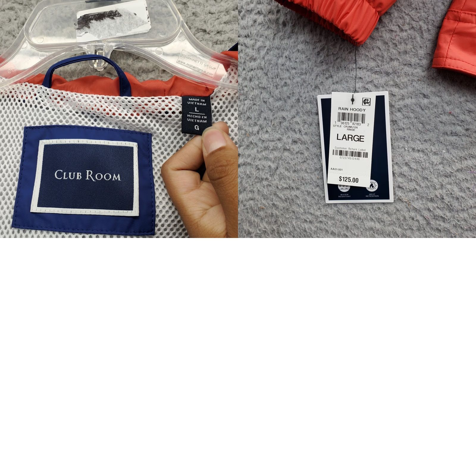 Club Room Club Room Rain Hoodie Mens L Multi Patriotic Colorblock Thermal Lined Zipper Size US L / EU 52-54 / 3 - 8 Thumbnail