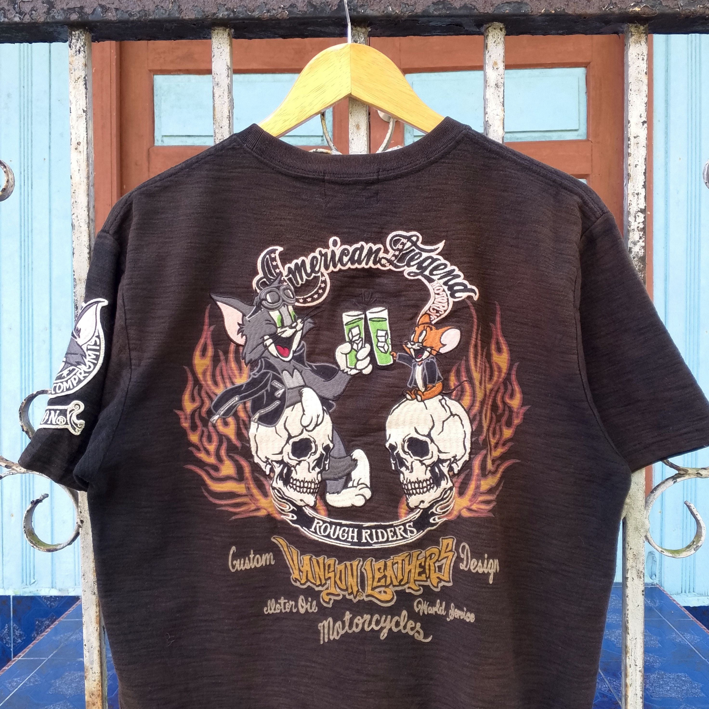 トップス Vanson skull back design tee Vanson Skeleton Tee Shirt