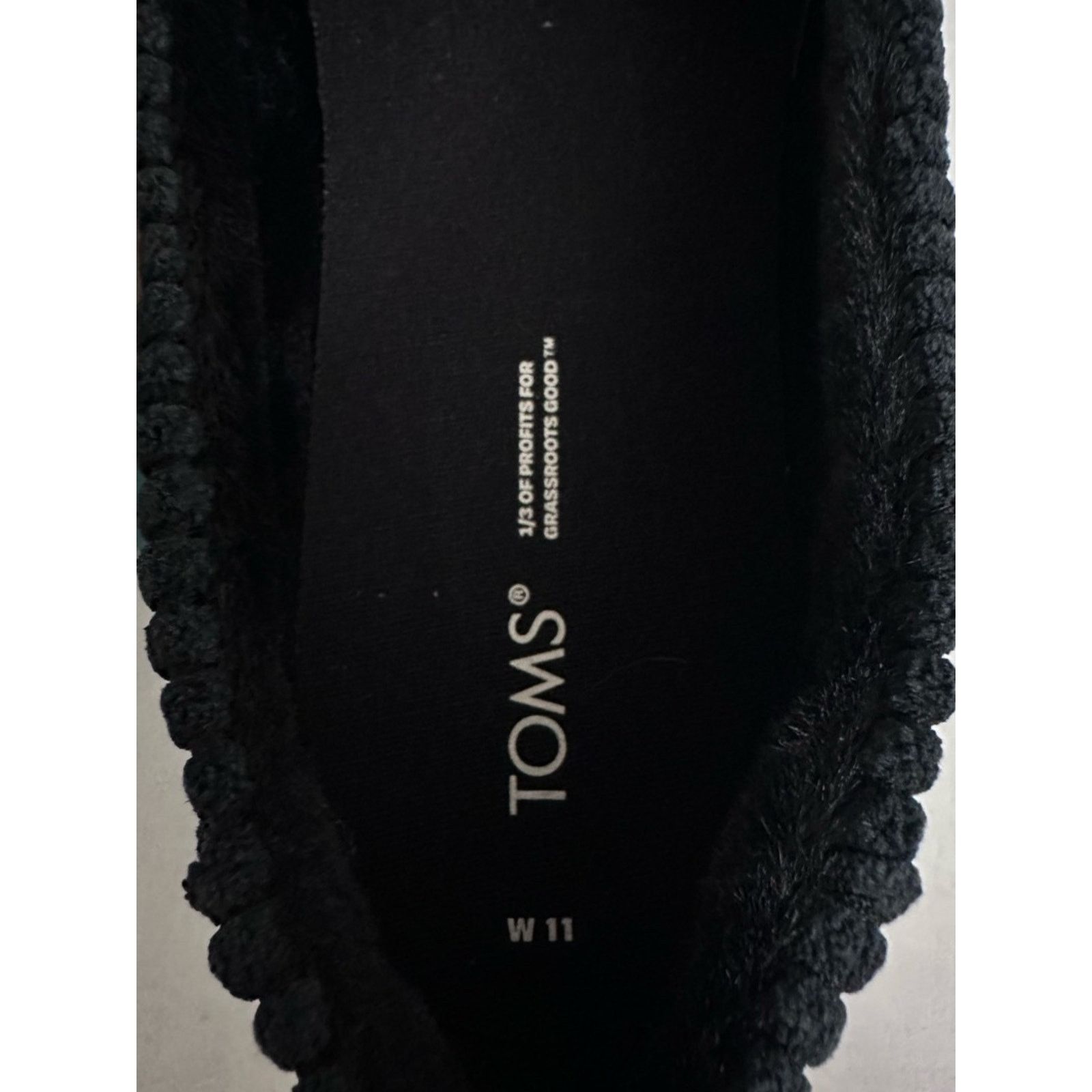 Toms TOMS Wale Cord & Faux Fur Lined Slip-On Shoe Women 11 Black Size US 11 / IT 41 - 6 Thumbnail