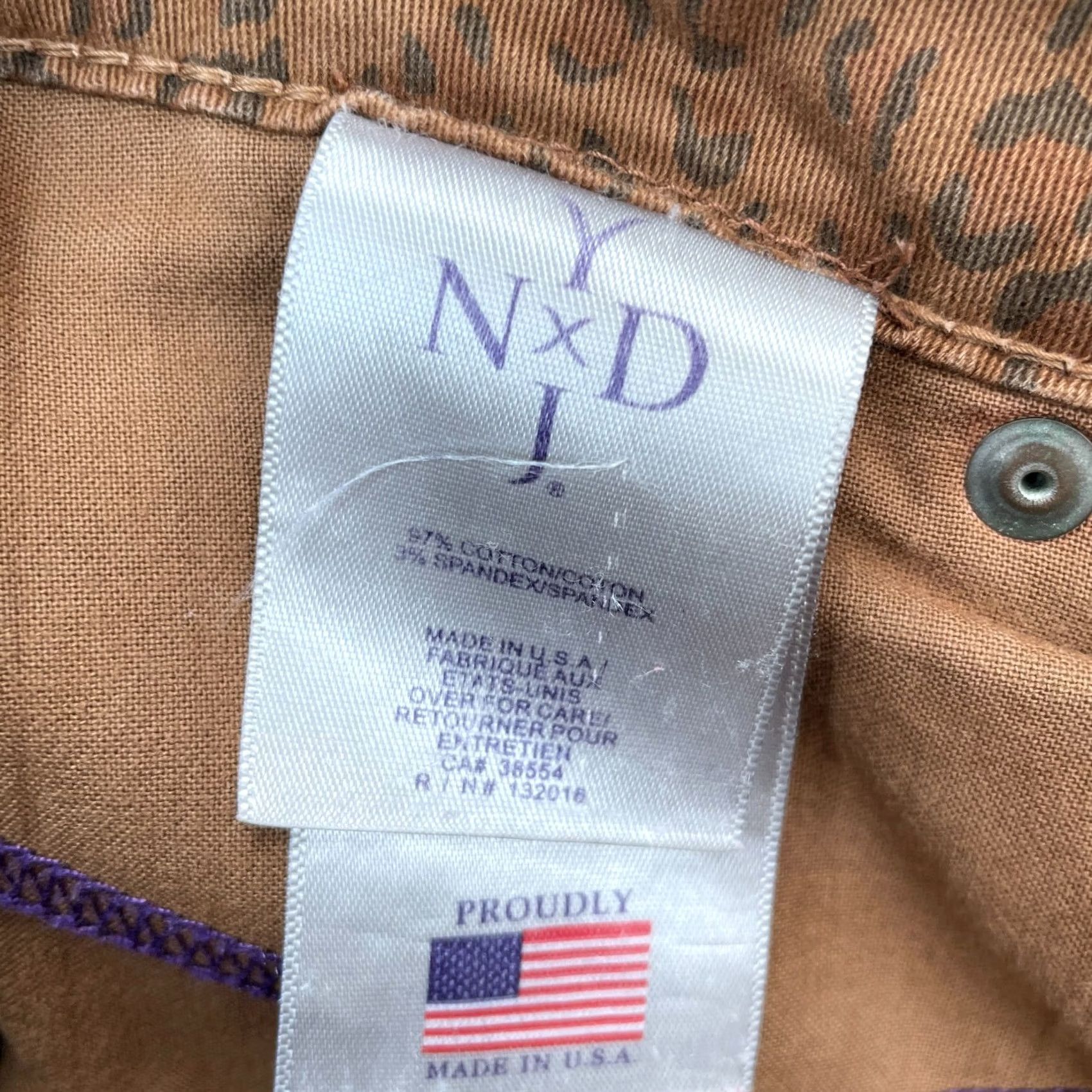 NYDJ NYDJ Womens 6P Brown Ankle Straight Leg Leopard Print Denim Cotton Stretch Jeans Size 24" / US 00 / IT 34 - 6 Thumbnail