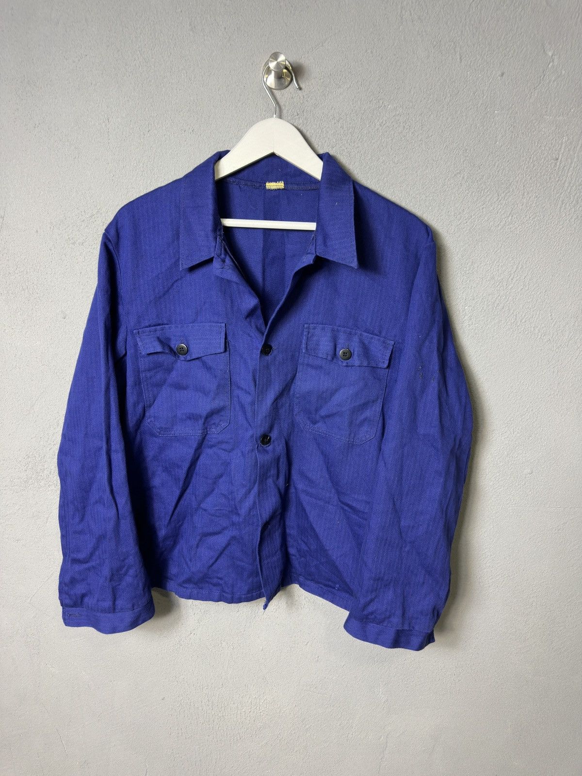 Le Laboureur × Vintage VINTAGE 80s French Jacket Adult Blue Sanfor Chore Workwear Size US M / EU 48-50 / 2 - 1 Thumbnail