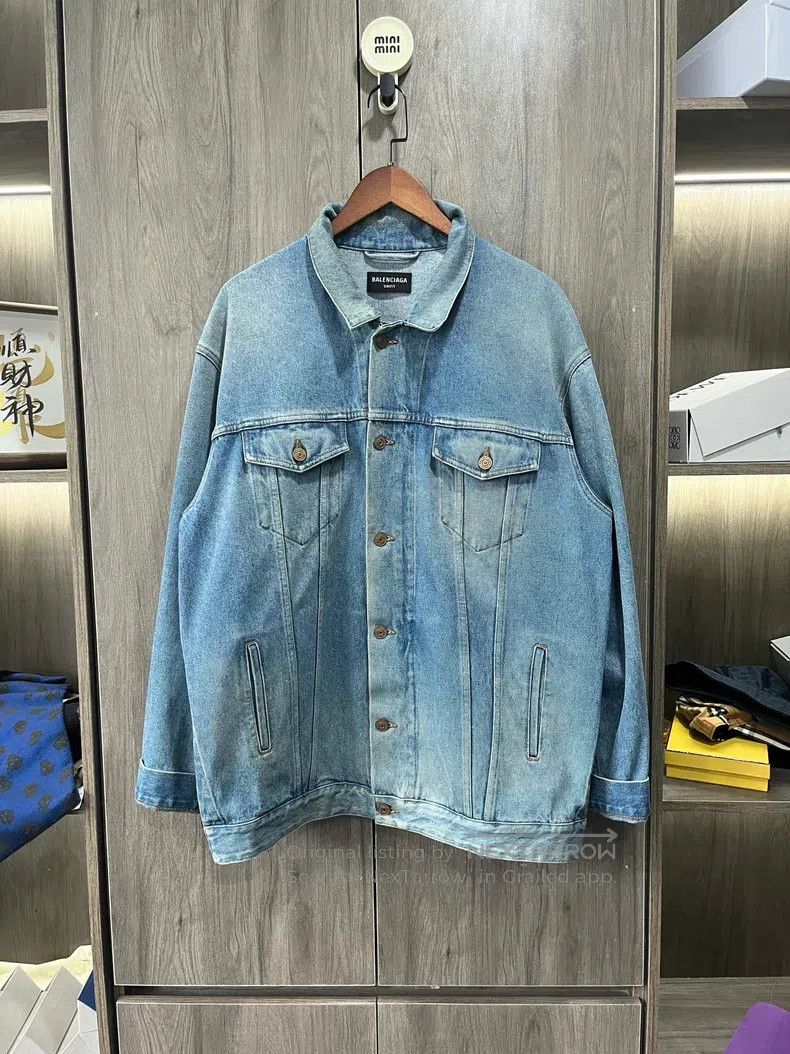 Balenciaga Zippered Washed Denim Jacket