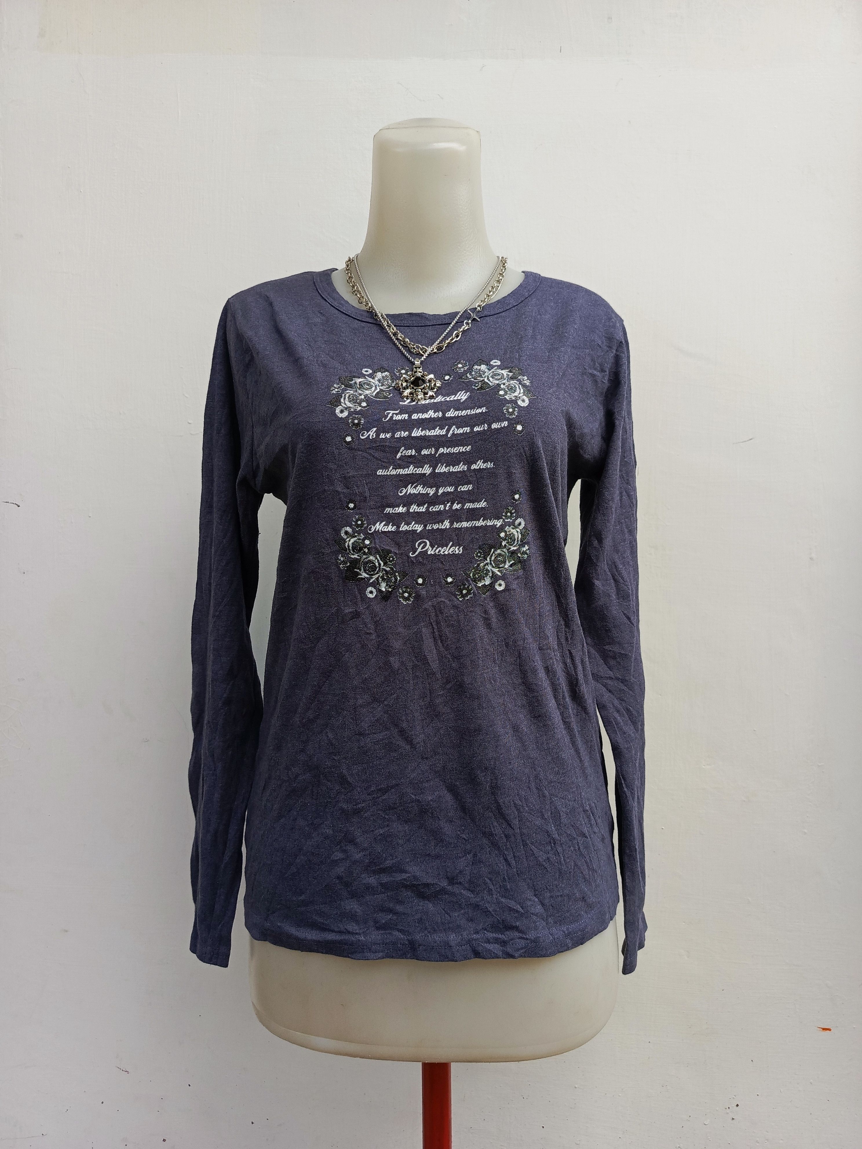 Japanese Brand Vardaoh Y2K McBling Glitter Text Long Sleeve Shirt Size M / US 6-8 / IT 42-44 - 1 Thumbnail