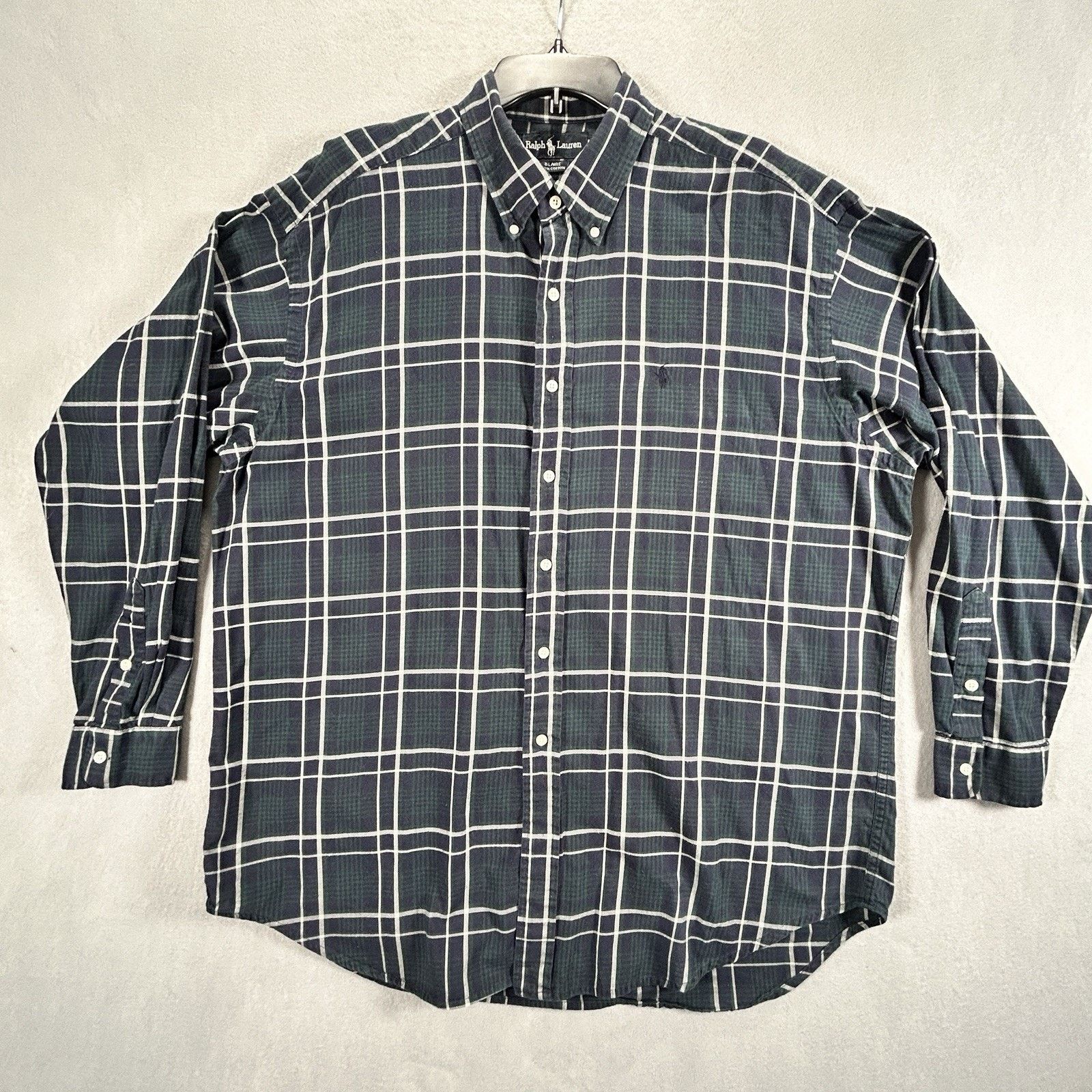 Lauren Ralph Lauren Ralph Lauren Blaire Large Blue Green Plaid Button Down Shirt Size US XL / EU 56 / 4 - 2 Thumbnail