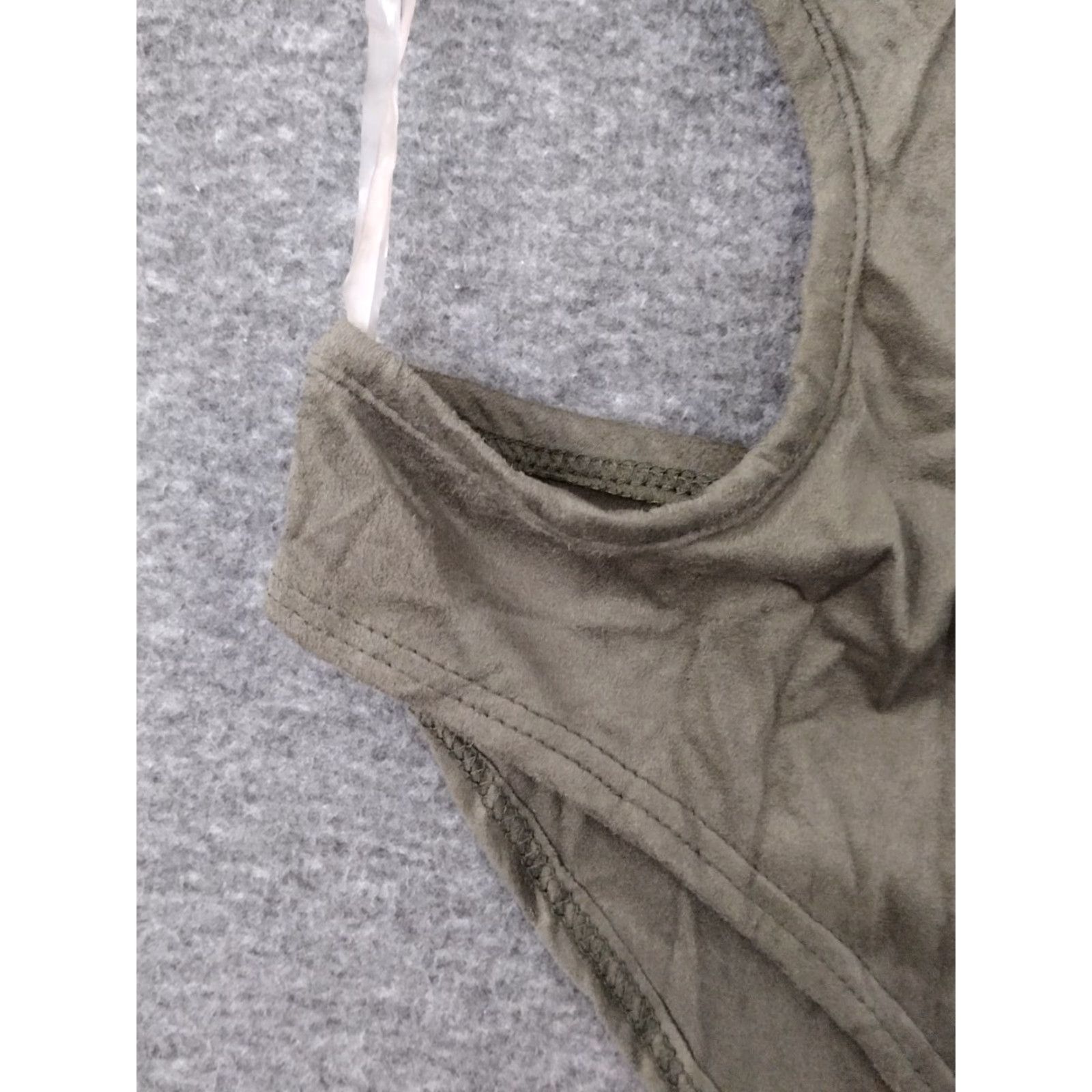 Olive Codigo Fringe Bodysuit Women's Olive Gray Color Size L - Adult Ladies - One Piece - Fringe Accents - Polyester Spandex - Black? Wait. Size L / US 10 / IT 46 - 7 Thumbnail
