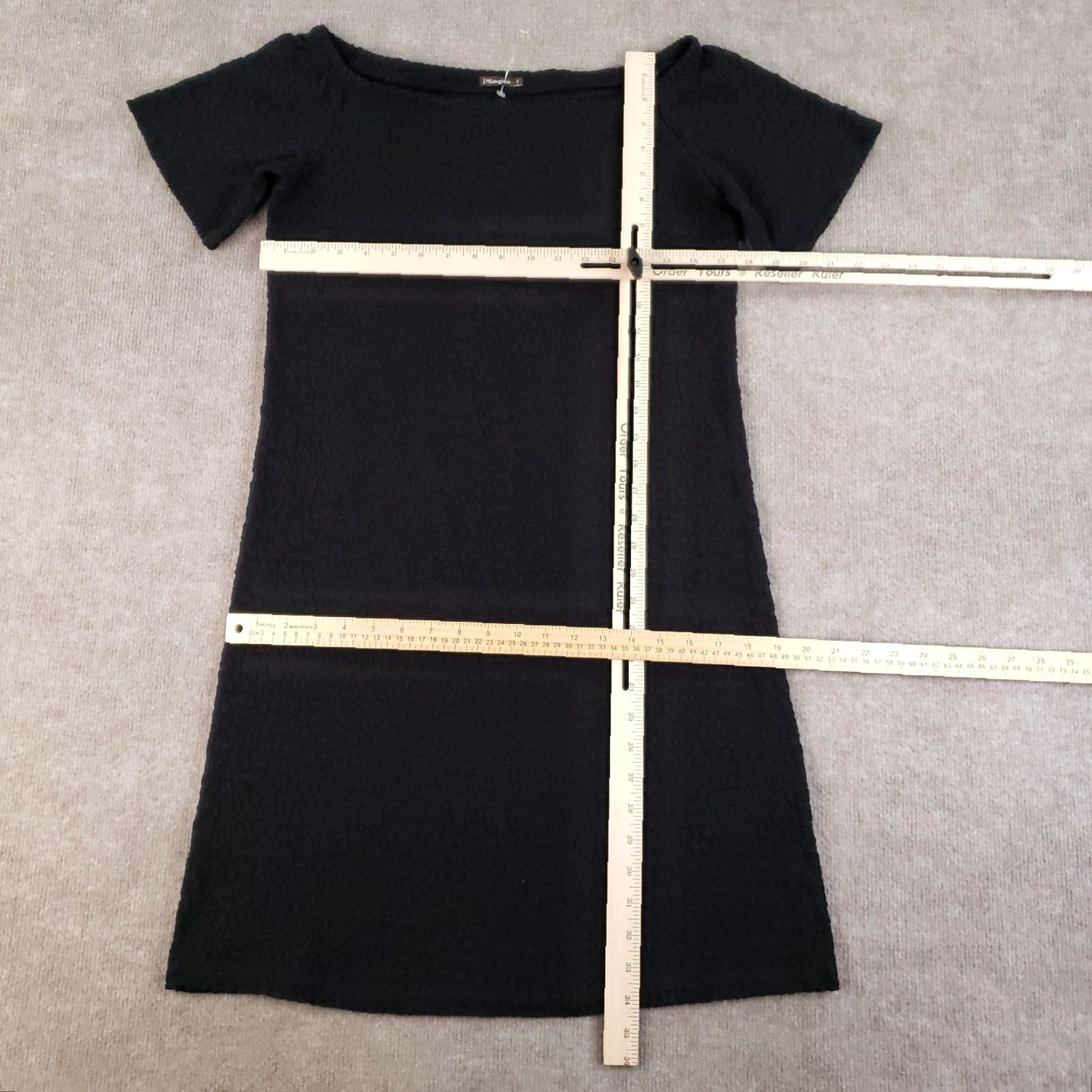 J.McLaughlin J McLaughlin Dress Womens Small Black Textured Short Sleeve Shift Stretch Size 28" / US 6 / IT 42 - 3 Thumbnail