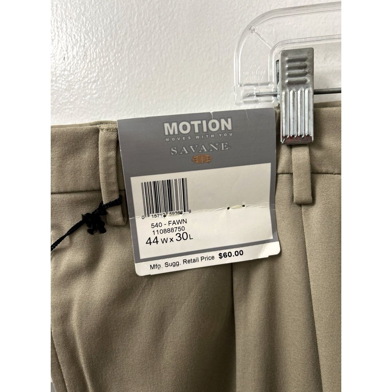 Savane Savane Motion Pants Mens 44x30 Beige Pleated Cuffed Straight Leg NWT 0 MSRP Size US 44 / EU 60 - 4 Thumbnail