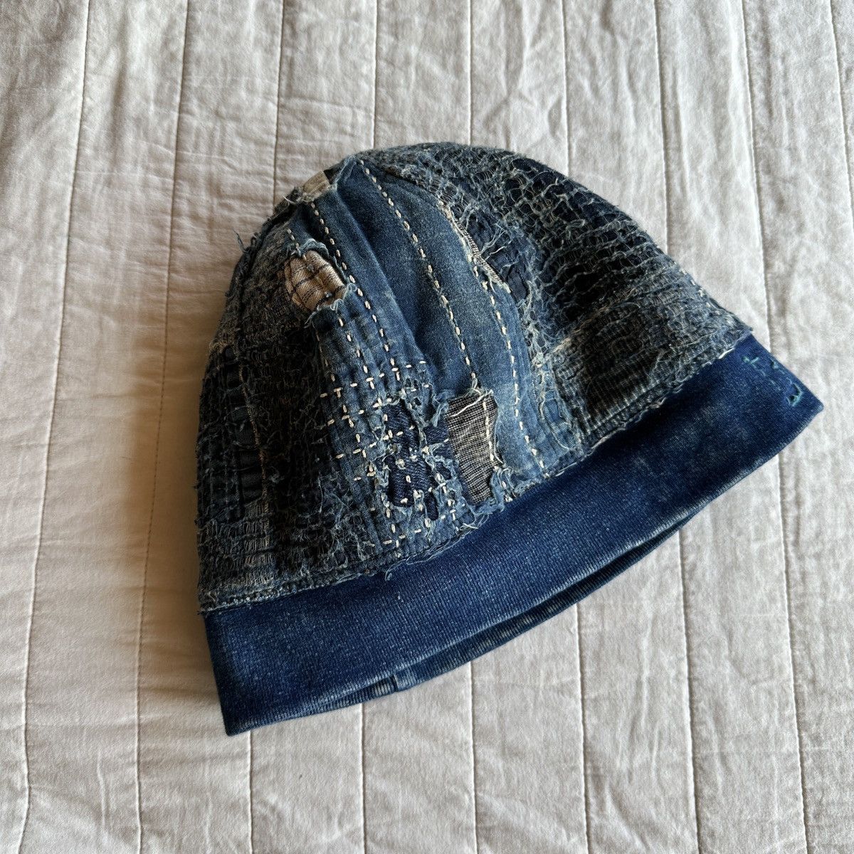 Kapital Boro Patchwork Trashed Reversible Beanie Sashiko Fisherman Size ONE SIZE - 6 Thumbnail