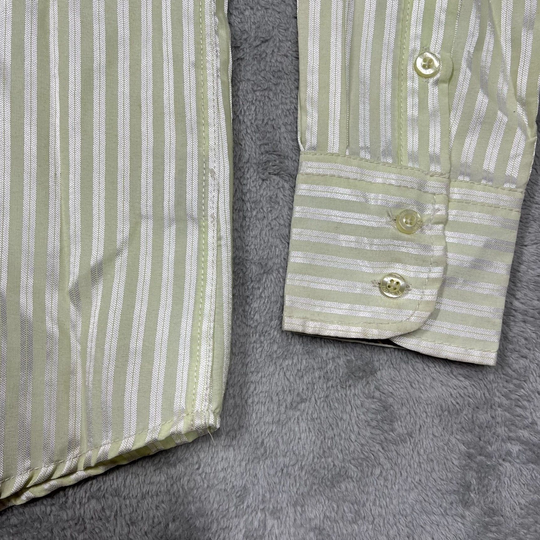 Cougar VINTAGE Platini Jeans Cougar Men’s Shirt Striped Green Button-Up Long Sleeve Size S EUC Size US S / EU 44-46 / 1 - 2 Thumbnail
