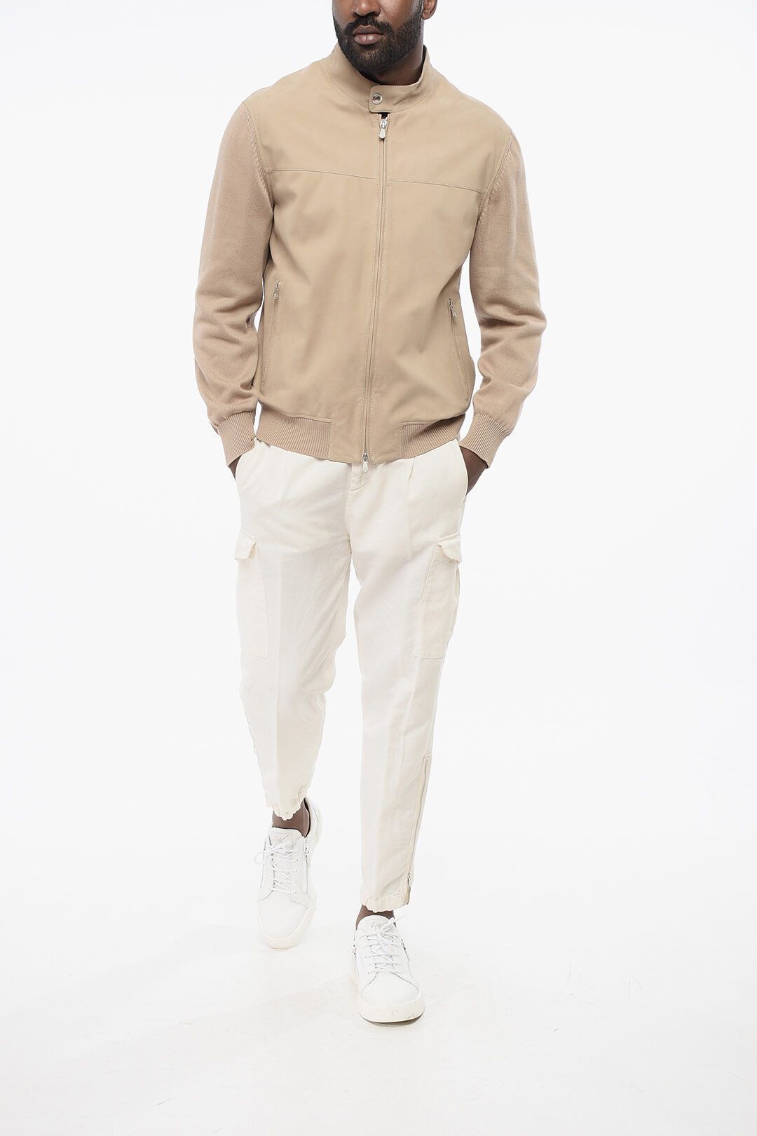 Brunello Cucinelli og1mm0725 Suede Jacket in Beige Size US XL / EU 56 / 4 - 4 Thumbnail