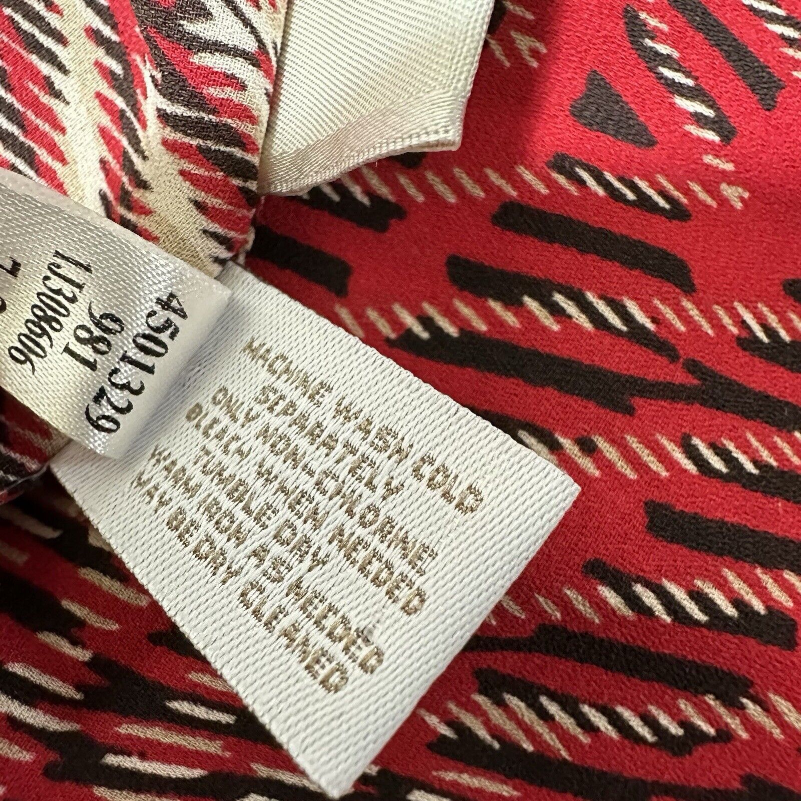 Chicos Chico’s 2 Large Long Sleeve Blouse Red Patterned Top Size L / US 10 / IT 46 - 12 Thumbnail