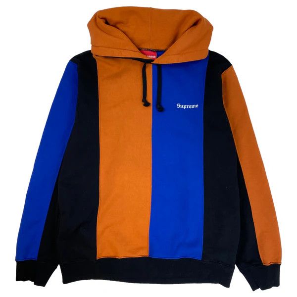 image of Supreme Tricolour Hoodie in Blue/Orange, Men's (Size Medium)
