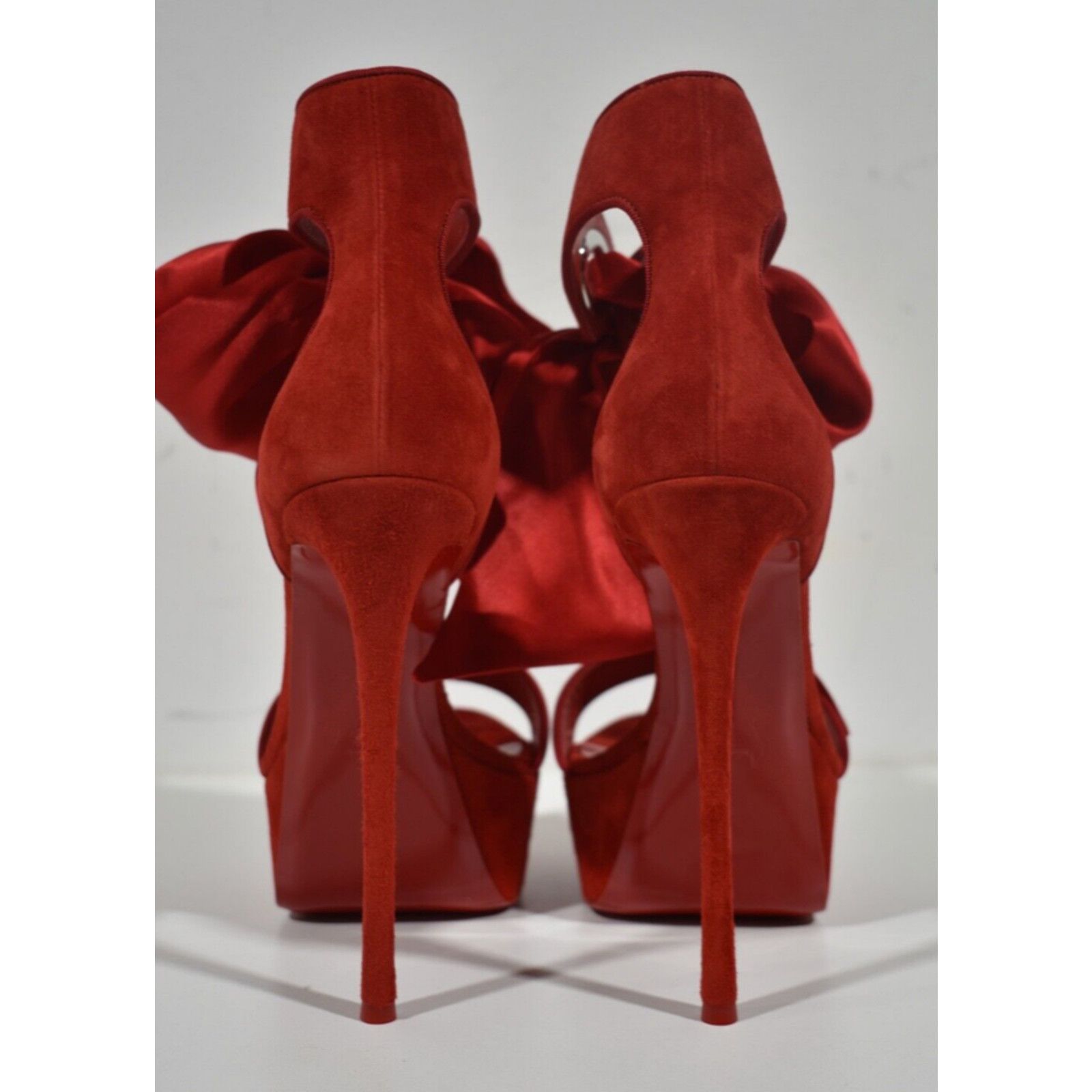 Christian Louboutin Torrida Alta 150 Loubi Red Silk Platform Sandal Heel Pump 42 Size US 12 / IT 42 - 11 Thumbnail