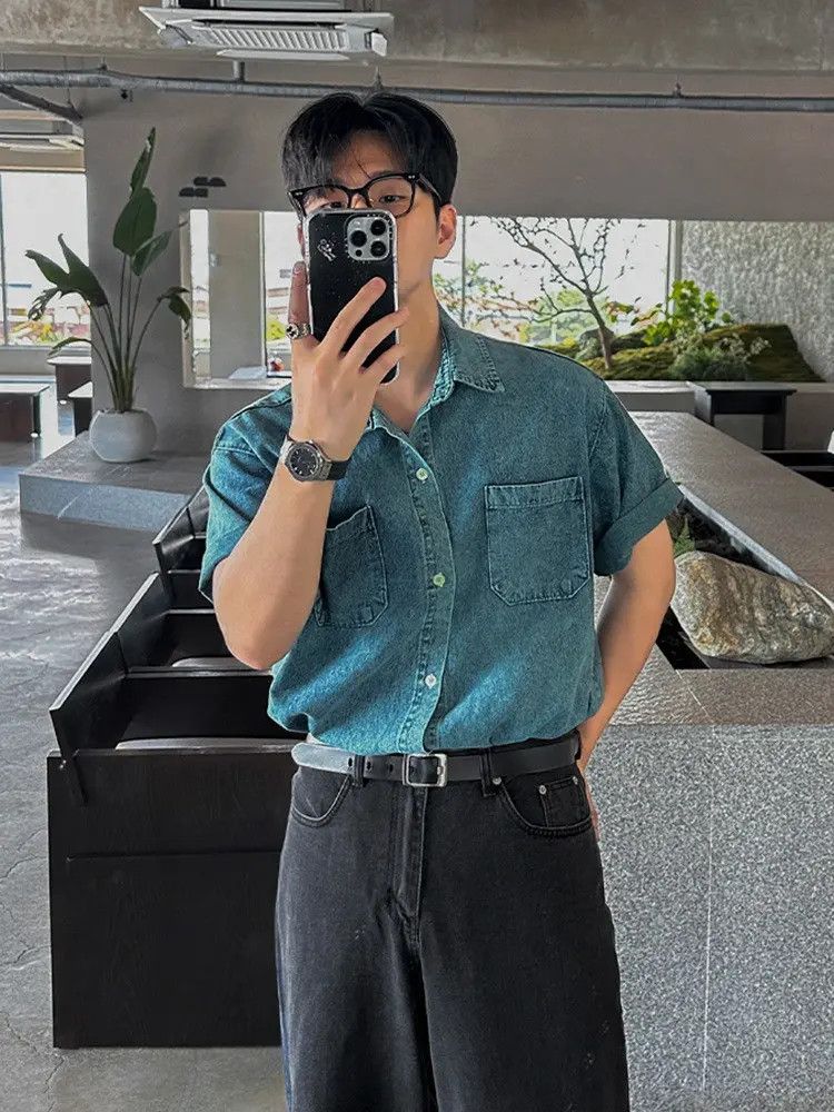 Jean Blue Short Sleeve Jean Shirt Size US M / EU 48-50 / 2 - 2 Thumbnail