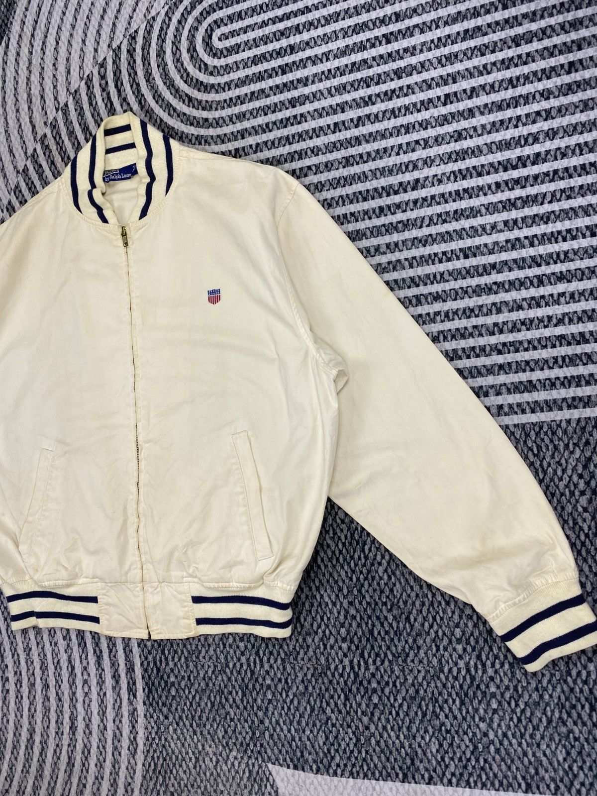Polo Ralph Lauren Vtg Polo Ralph Lauren Flag Embroidered Varsity Style Jacket Size US L / EU 52-54 / 3 - 4 Thumbnail