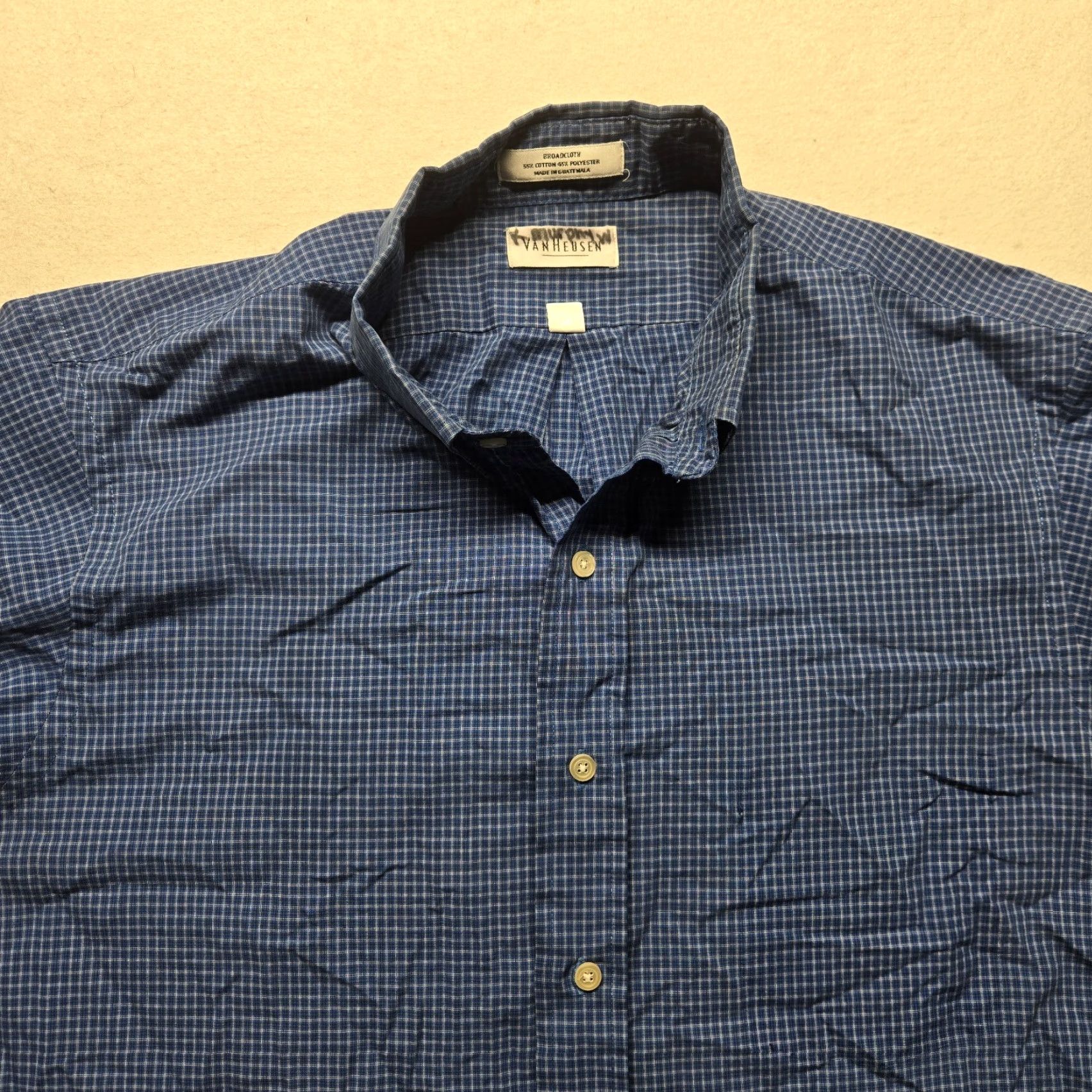 Van Heusen Van Heusen Blue Checkered Button-Down Dress Shirt Adult Men 17 Regular Fit Size US XL / EU 56 / 4 - 2 Thumbnail