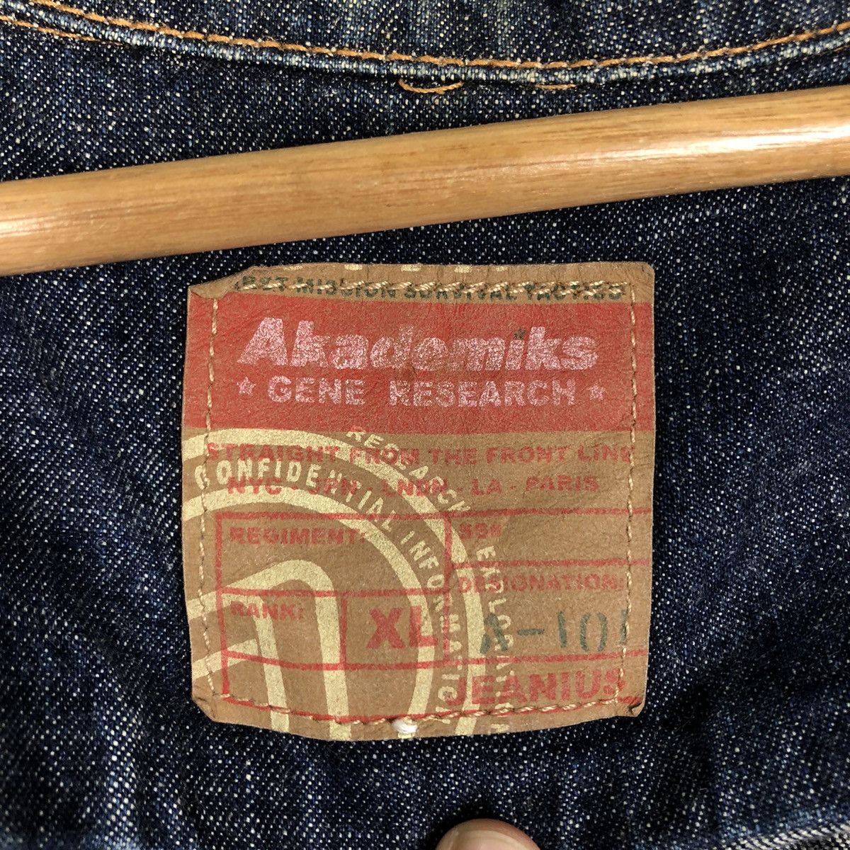 Japanese Brand 🔥Vintage Denim Biker Jacket Akedemiks Gene Research Japan Size US XL / EU 56 / 4 - 18 Thumbnail