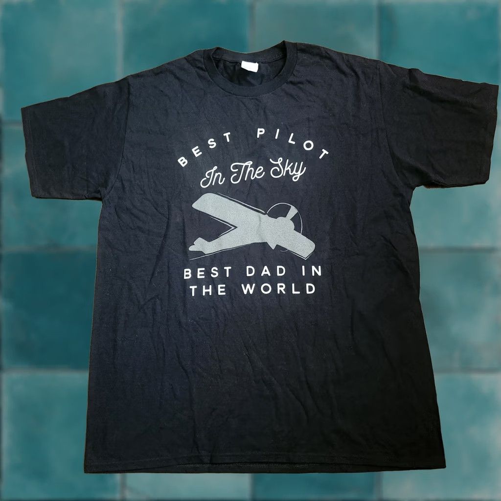 Port & Company Best Pilot In The Sky Shirt XL Airplane Dad Graphic Tee Gift Father Size US XL / EU 56 / 4 - 1 Thumbnail