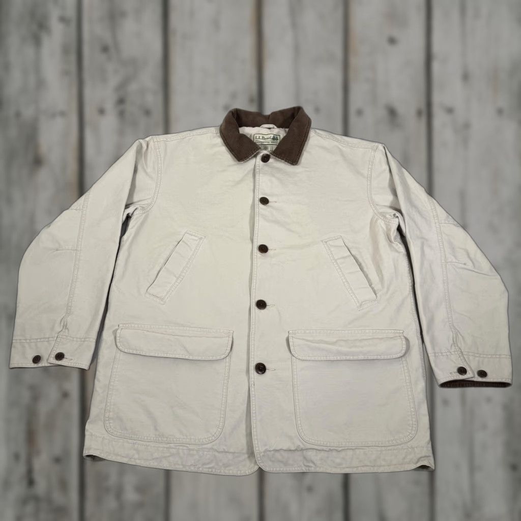Vintage L.L. Bean Jacket Mens Large Tan Barn Coat Canvas Corduroy Collar Lined Field Size US L / EU 52-54 / 3 - 1 Thumbnail