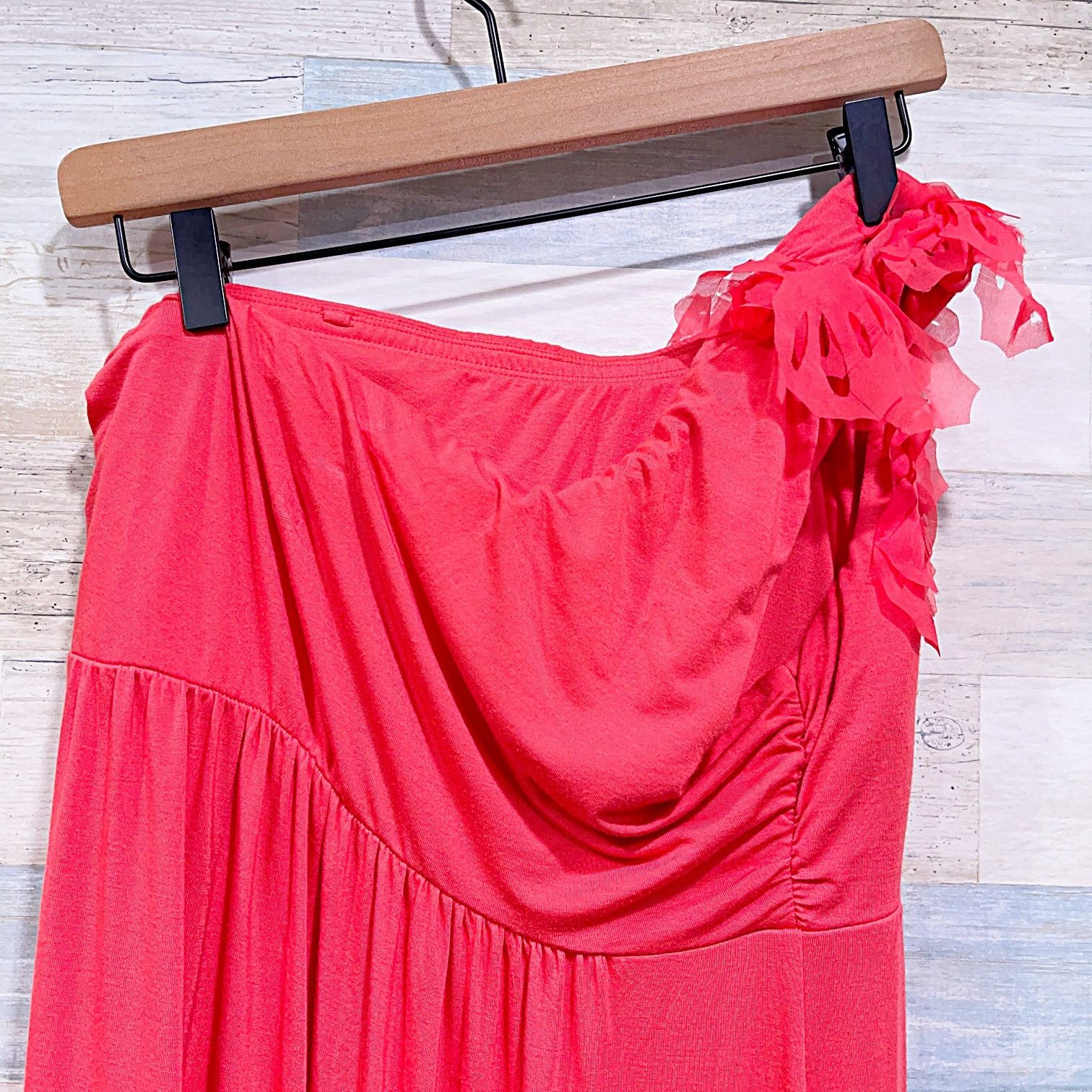 Other Soma Ruffle One Shoulder Maxi Jersey Dress Pink Sleeveless Size L / US 10 / IT 46 - 5 Thumbnail