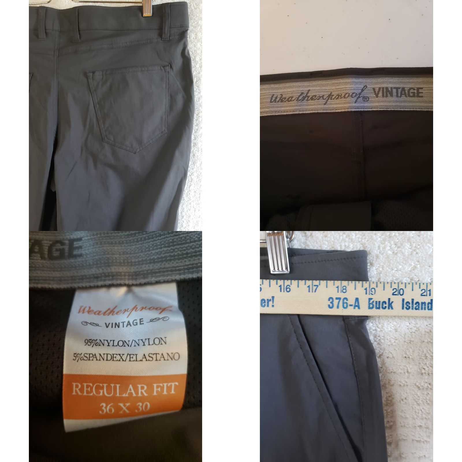 Weatherproof Weatherproof Vintage Pants Mens 36x30 Gray Nylon Spandex Straight Leg 5-Pocket Chino Outdoors Sun Decade? Size US 36 / EU 52 - 8 Thumbnail