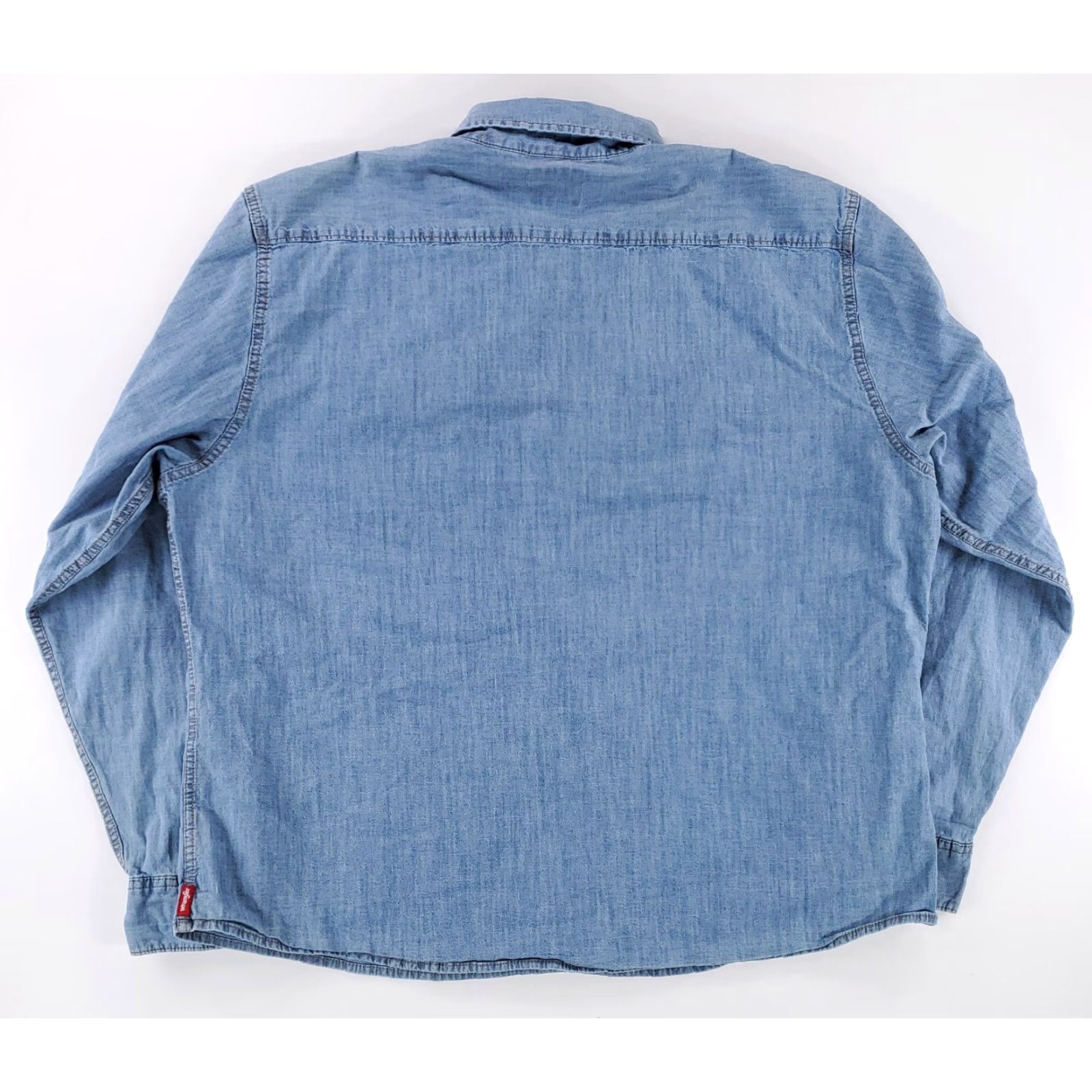 Wrangler Wrangler Denim Chambray Pearl Snap Shirt Western Blue Long Sleeve Mens 3XL Size US XXL / EU 58 / 5 - 4 Thumbnail