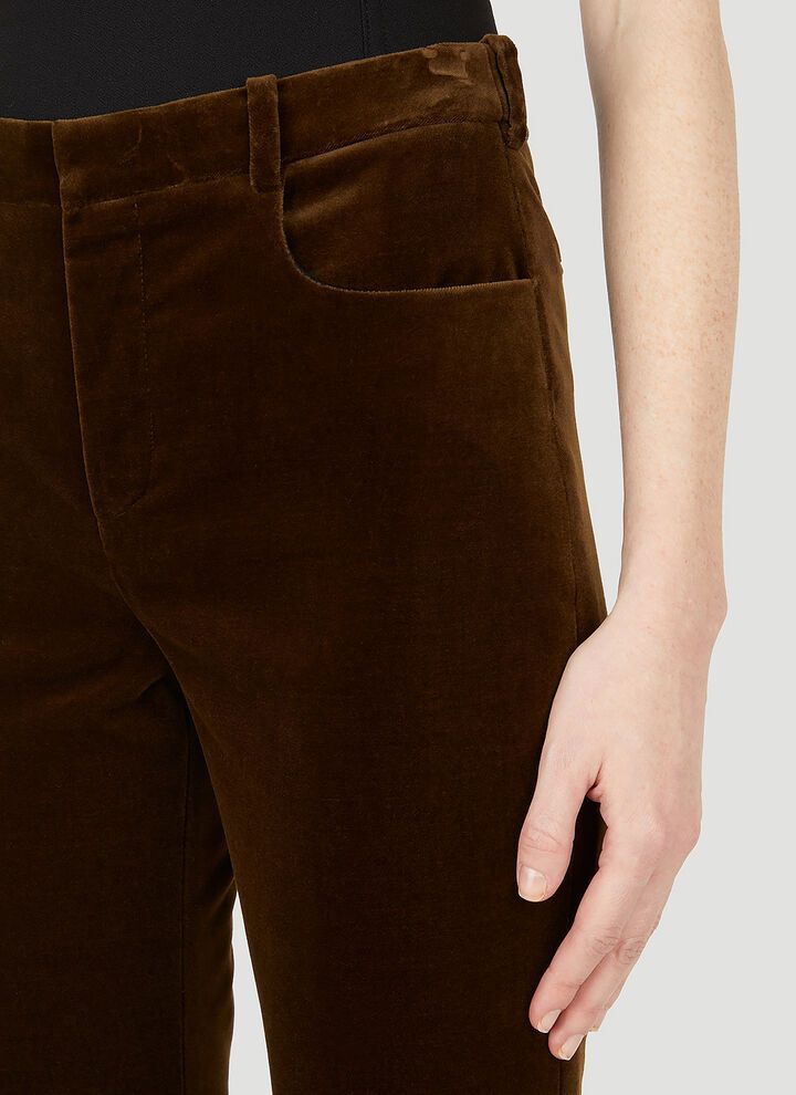 Saint Laurent Paris o1s1wg111024 Flared Pants in Velvet in Brown Size 28" / US 6 / IT 42 - 5 Thumbnail