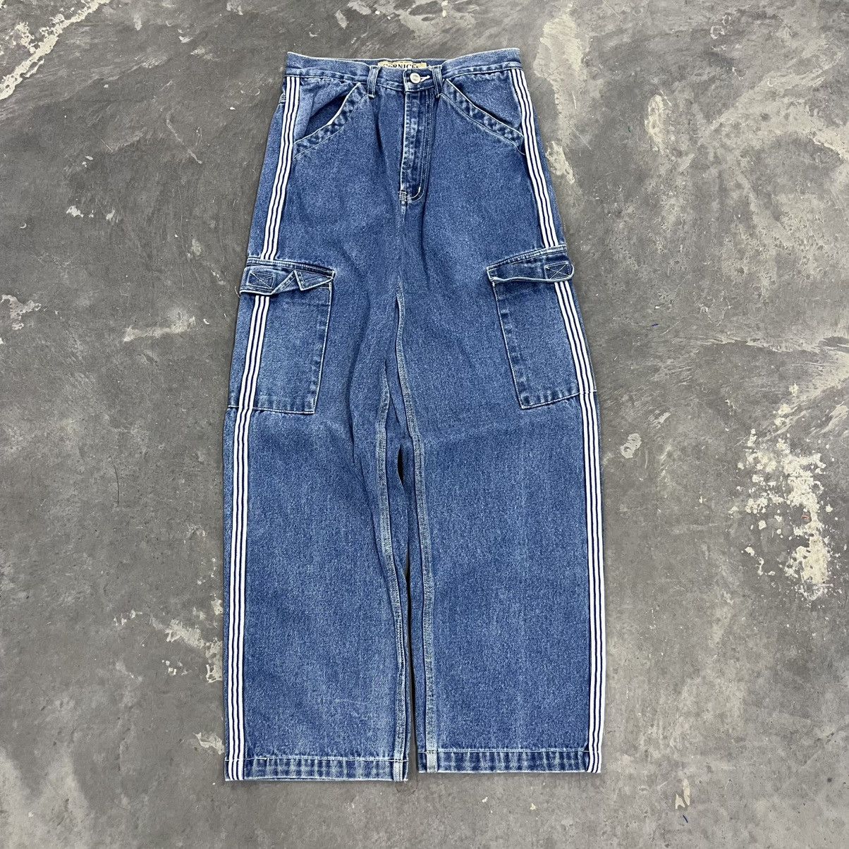 JNCO × Vintage CRAZY Y2K baggy wide leg jeans striped denim info style 27" Size 26" / US 2 / IT 38 - 1 Thumbnail