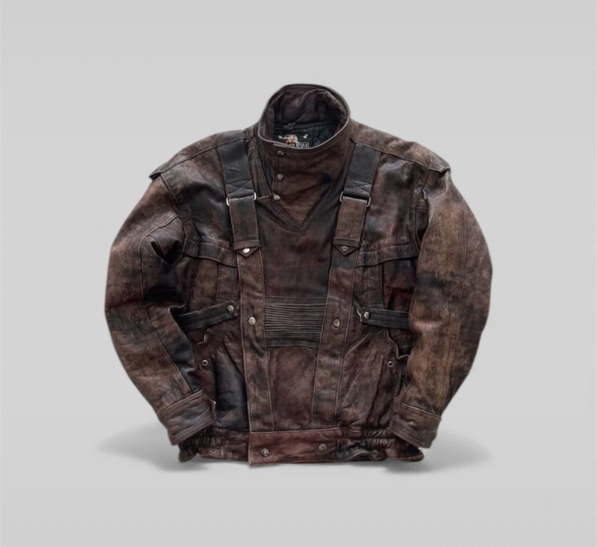 Other Vintage distressed leather moto jacket oversized japanese Size M / US 6-8 / IT 42-44 - 1 Thumbnail